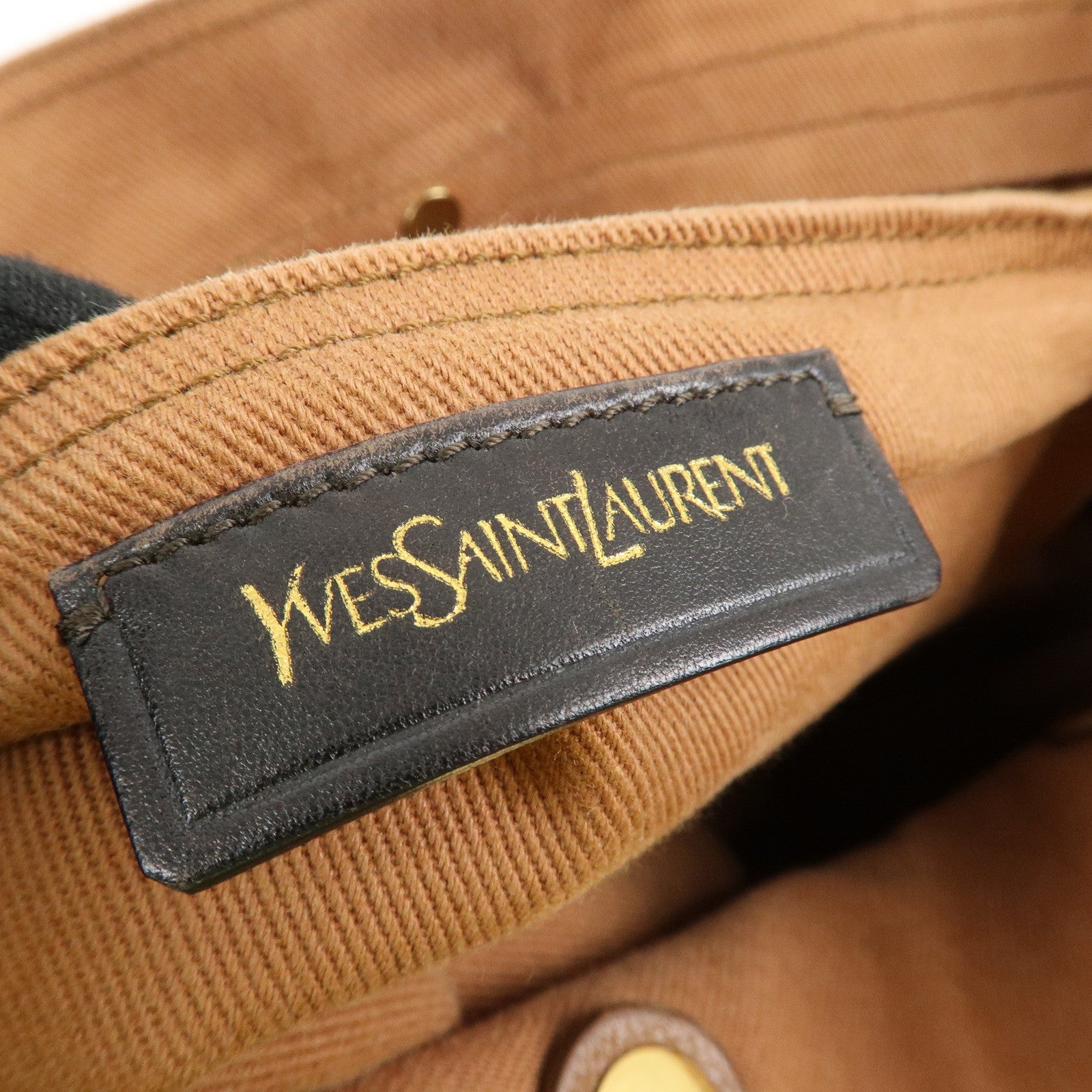 SAINT LAURENT PARIS Muse Two Leather Canvas Hand Bag Brown 229680