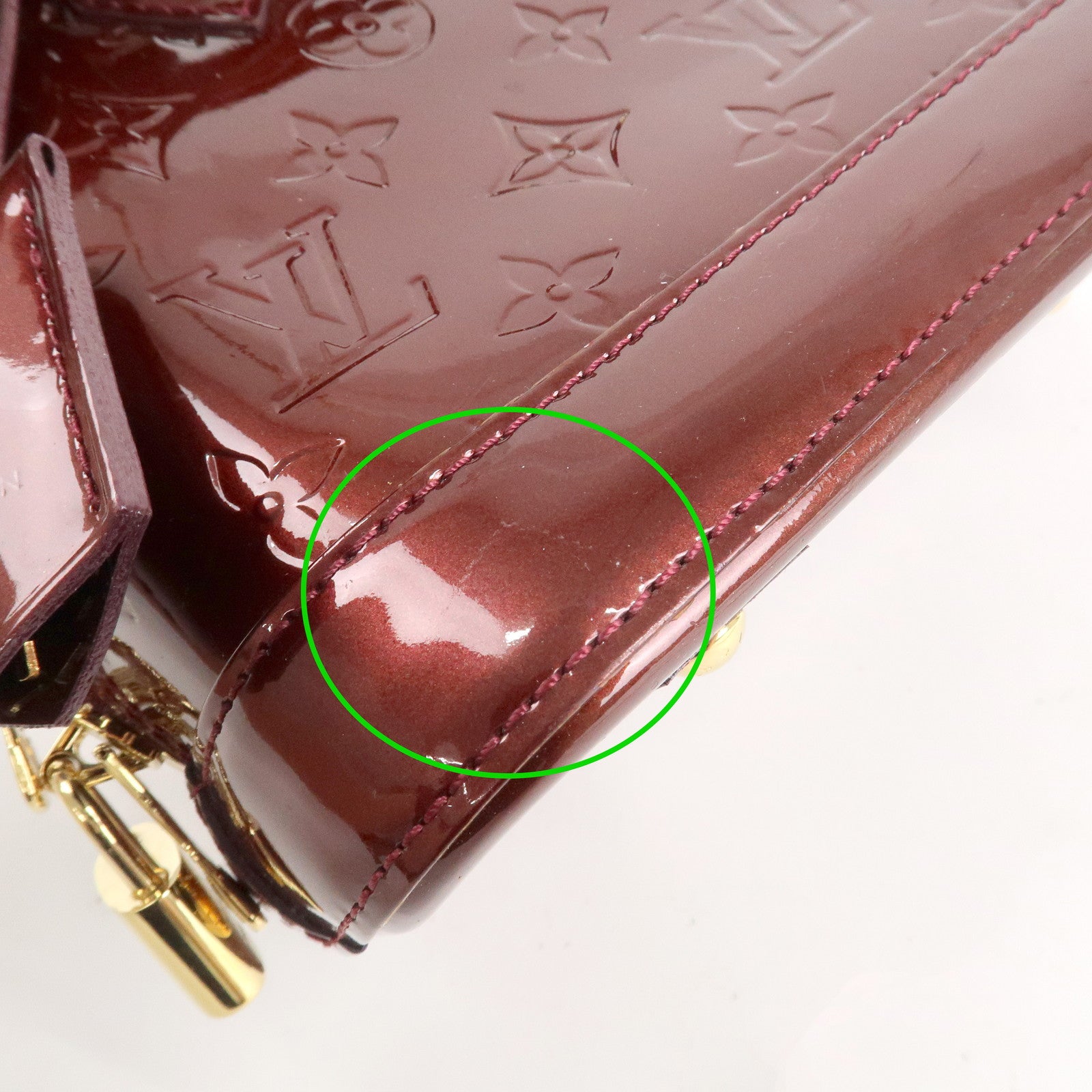 Louis Vuitton Monogram Vernis Alma BB 2Way Hand Bag Rouge M91676 Used