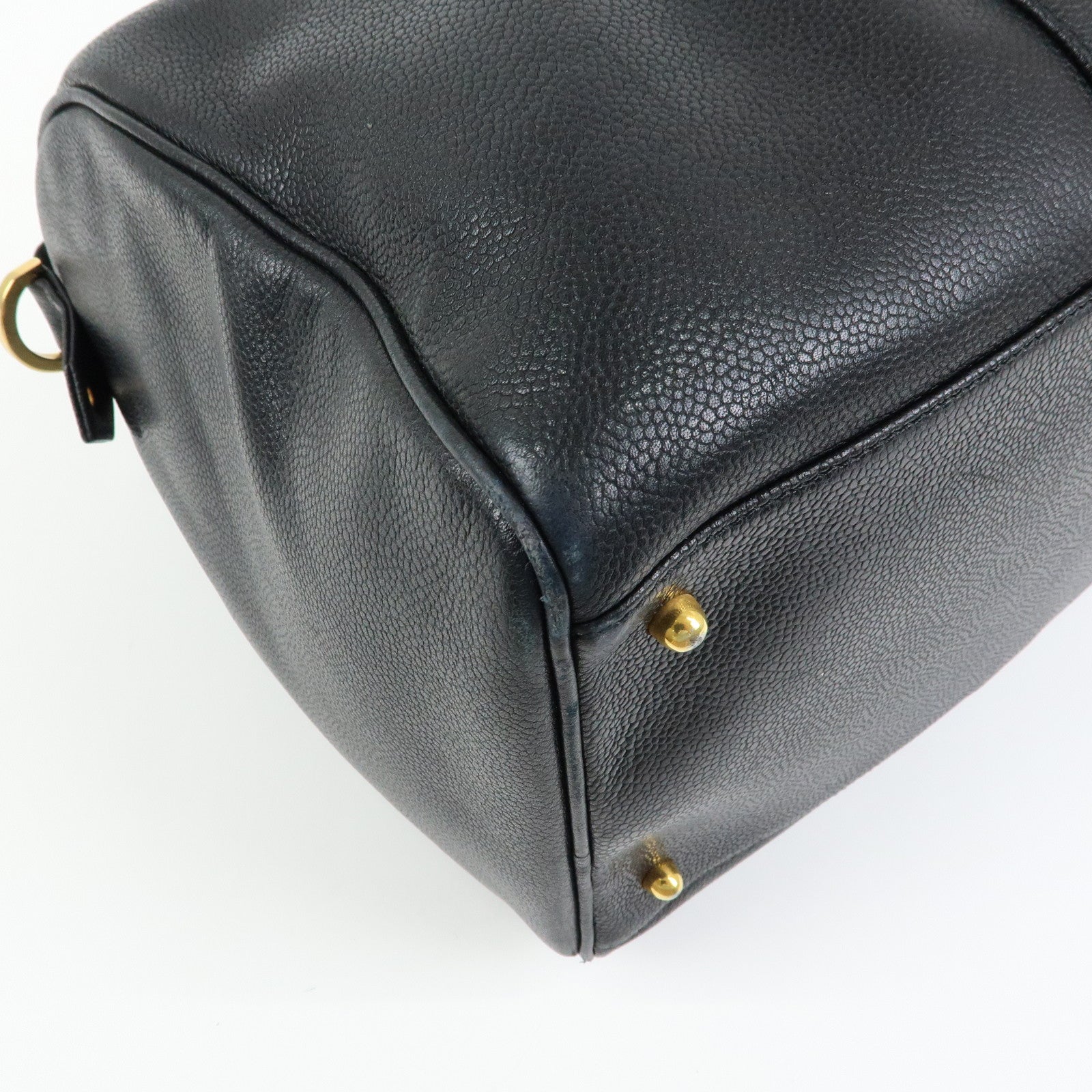 CHANEL COCO Mark Caviarskin Boston Bag Hand Bag Travel Bag Black