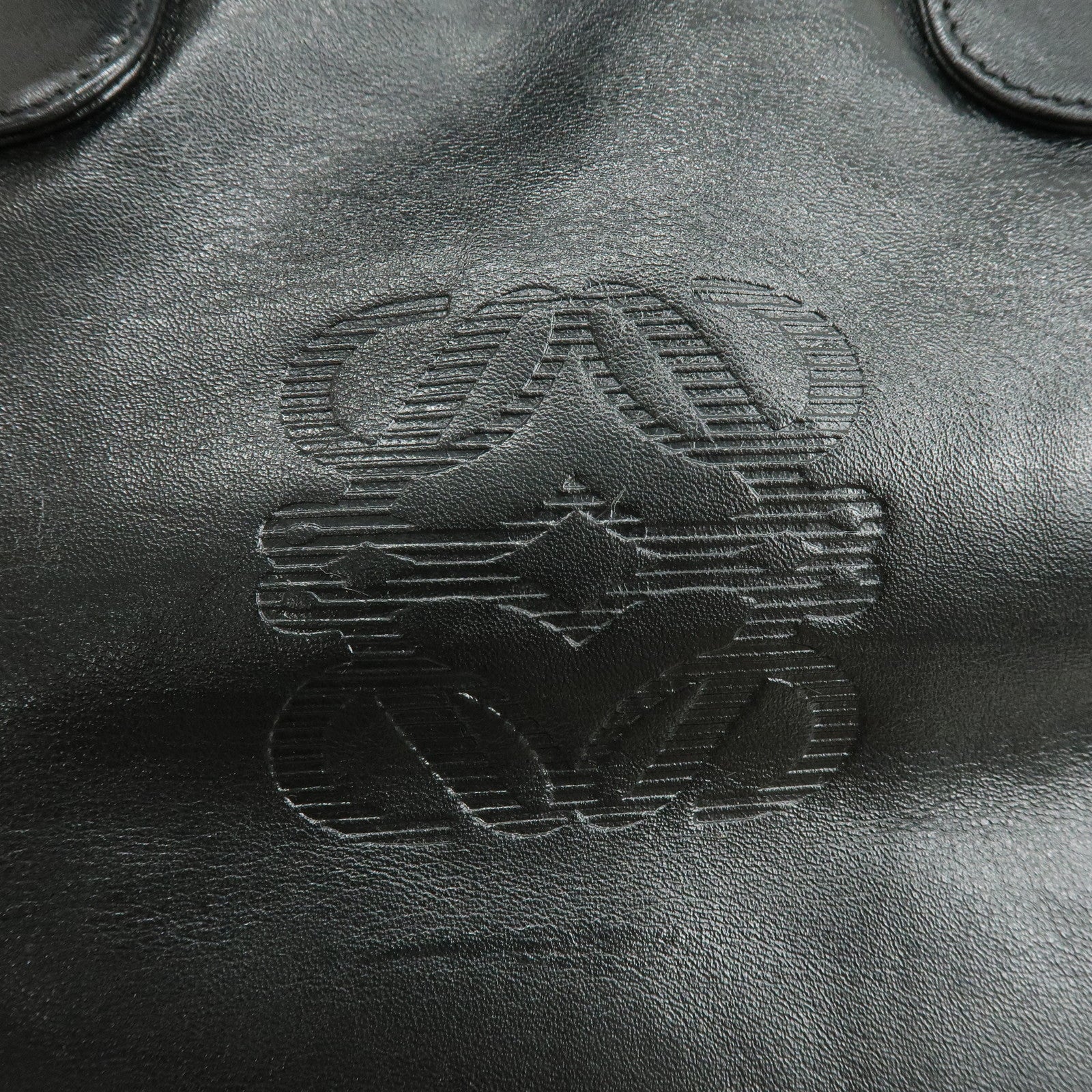 LOEWE Anagram Amazona36 Leather Hand Bag Boston Bag Black