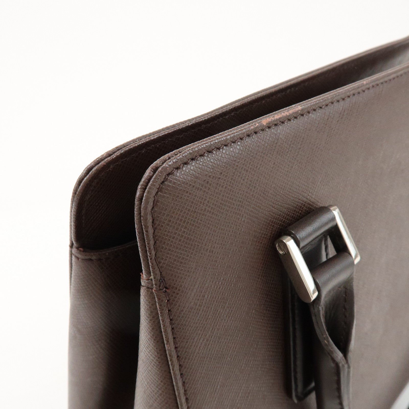 BURBERRY Logo Leather Hand Bag Tote Bag Brown