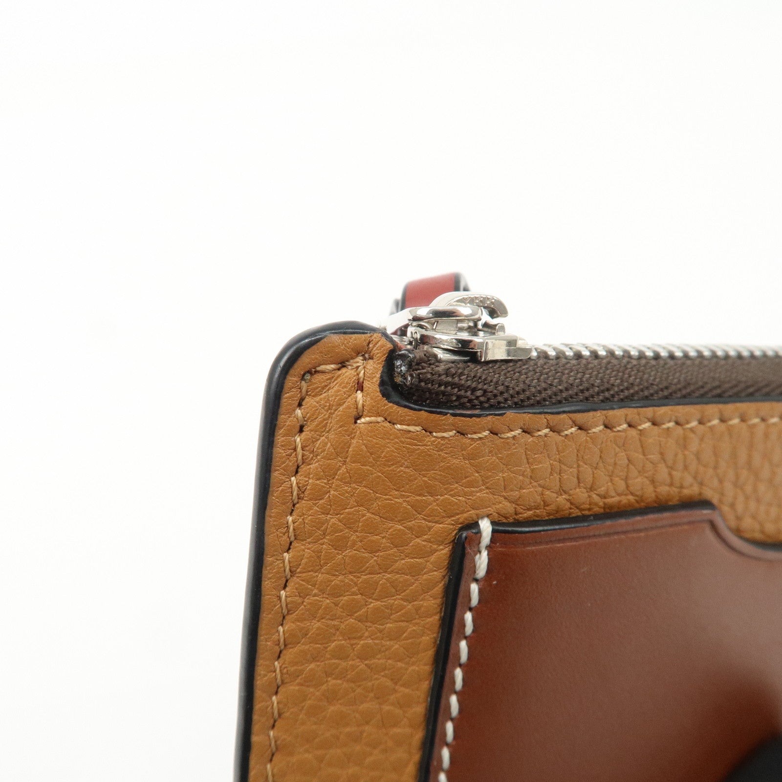 LOEWE Anagram Leather Coin Case Fragment Case Beige Brown