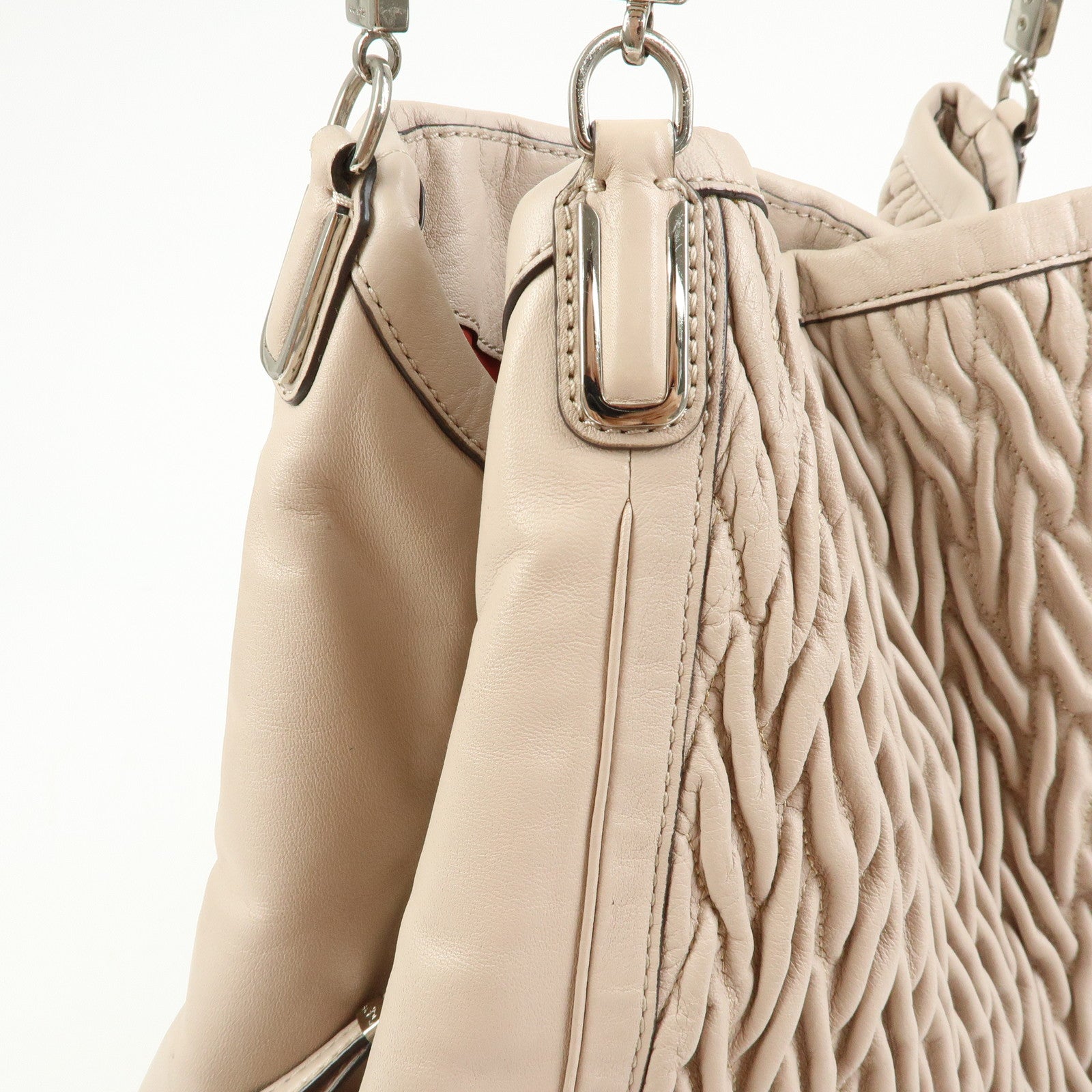 COACH Madison Leather Shoulder Bag Hand Bag Pink Beige