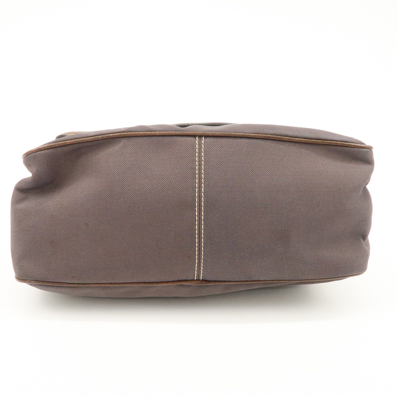 CELINE Macadam Engraved Canvas Leather Boogie Bag Hand Bag Brown Used