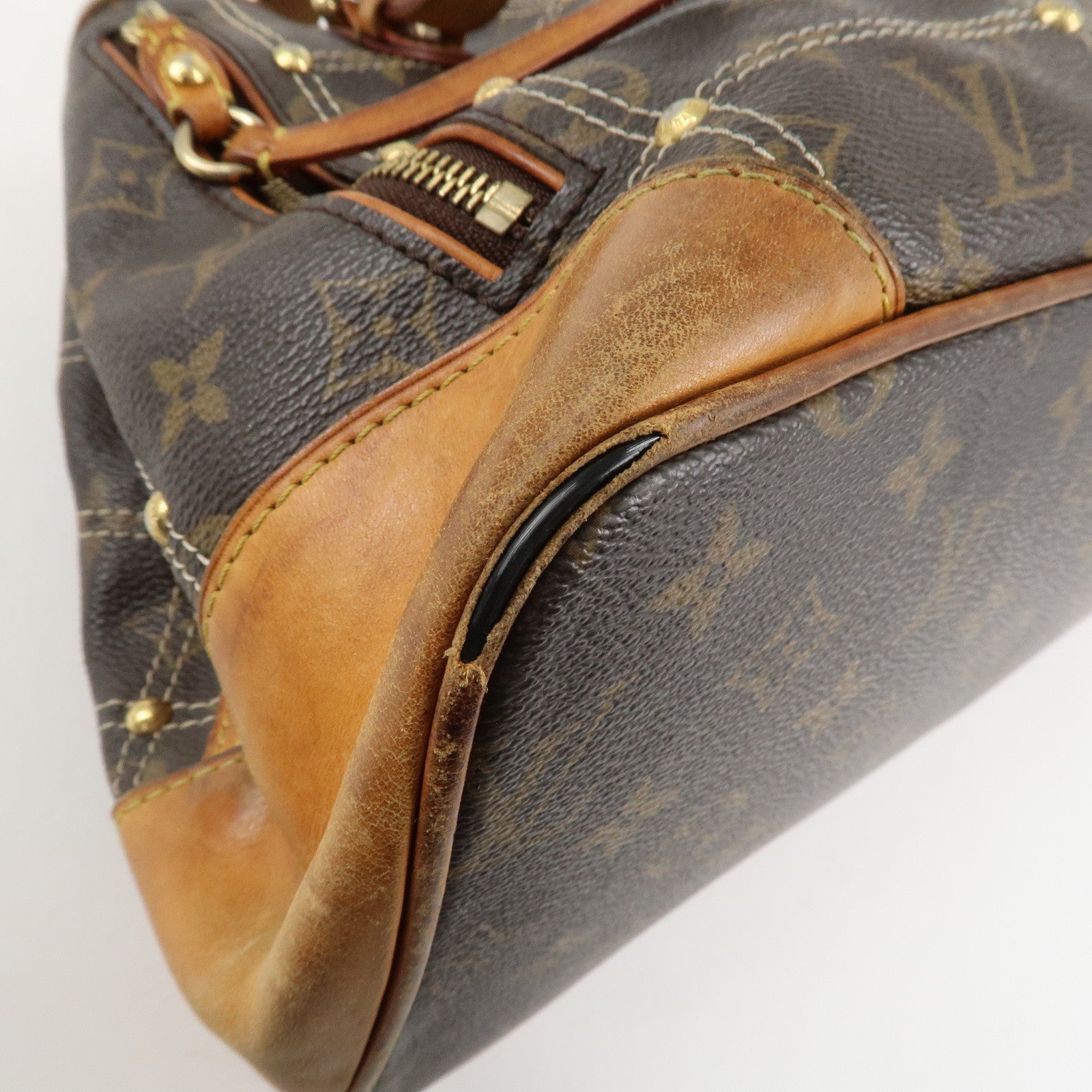 Louis Vuitton Monogram Canvas Rivet Hand Bag Shoulder Bag M40140 Used