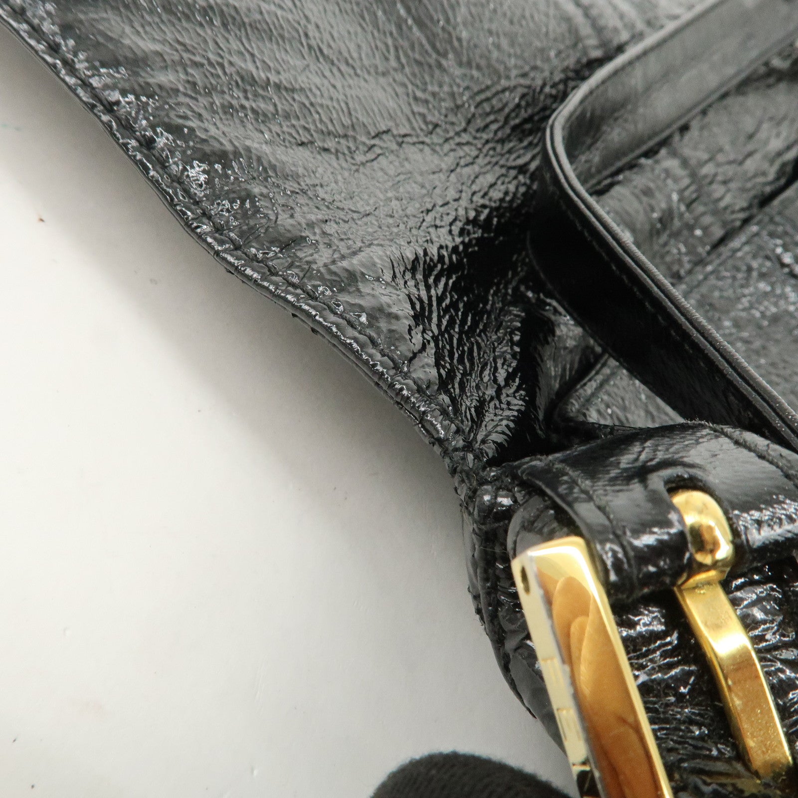 FENDI Mamma Baguette Leather Shoulder Bag Hand Bag Black