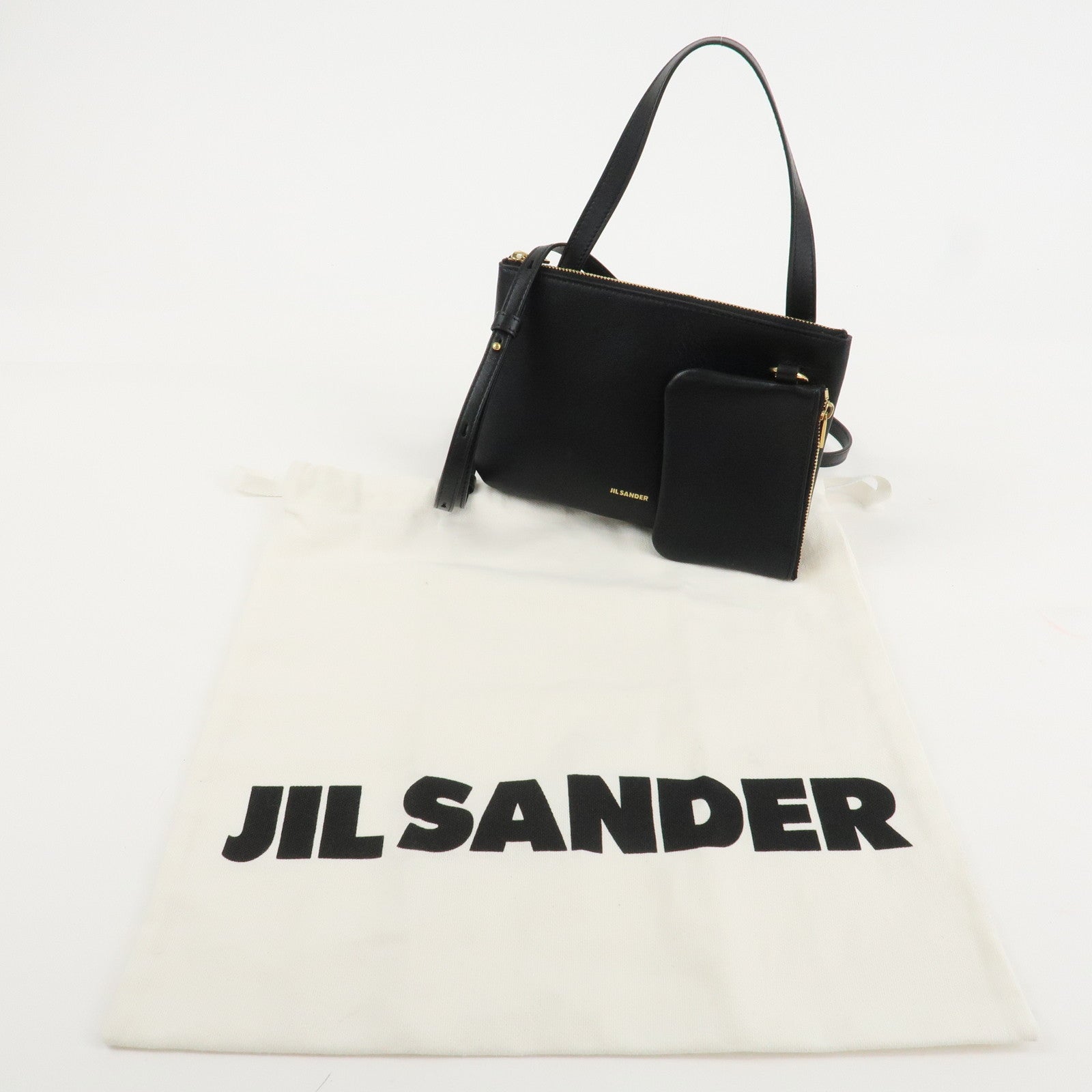 JIL SANDER Leather 2Way Shoulder Hand Bag Black J08WG0009P Used