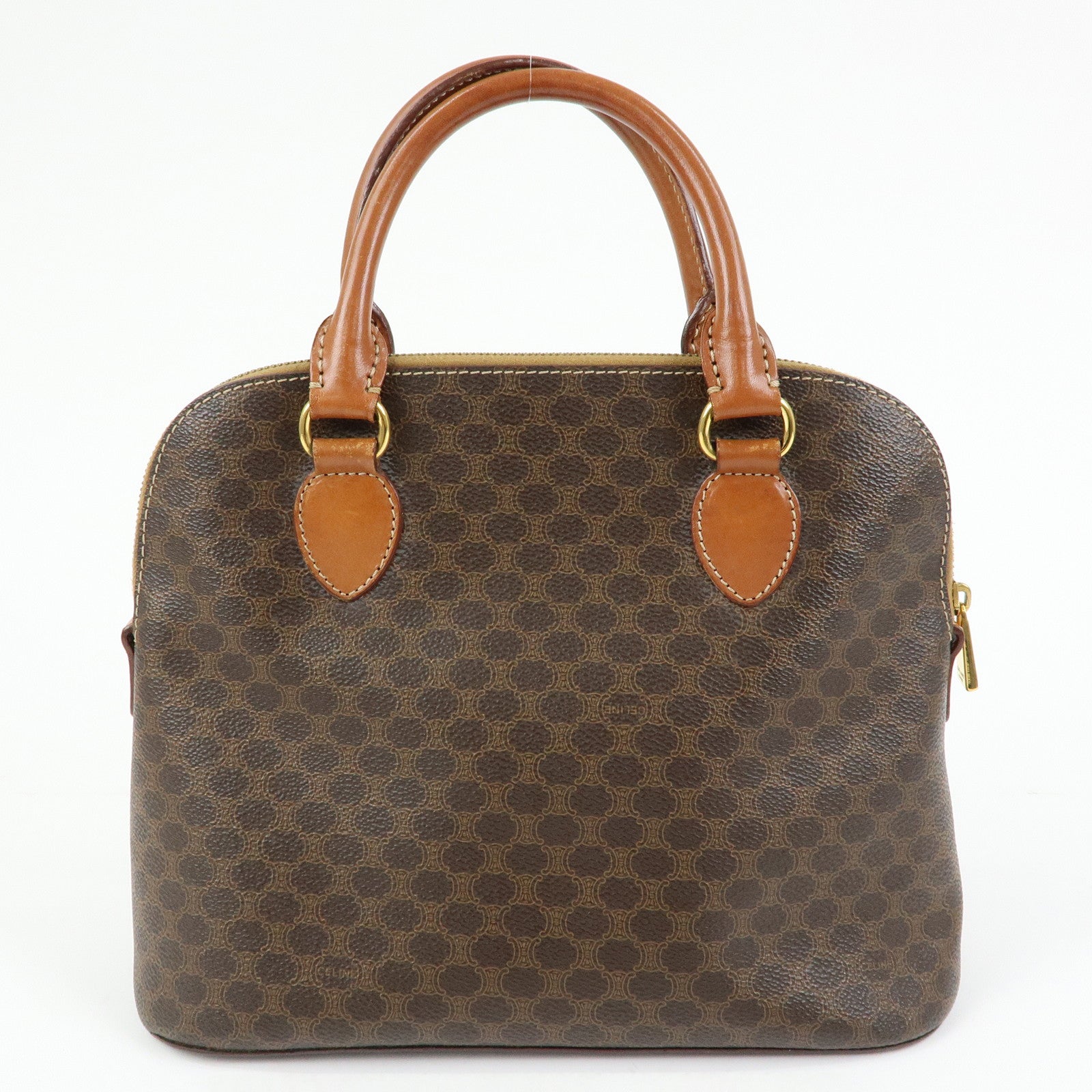 CELINE Macadam PVC Leather Hand Bag Brown