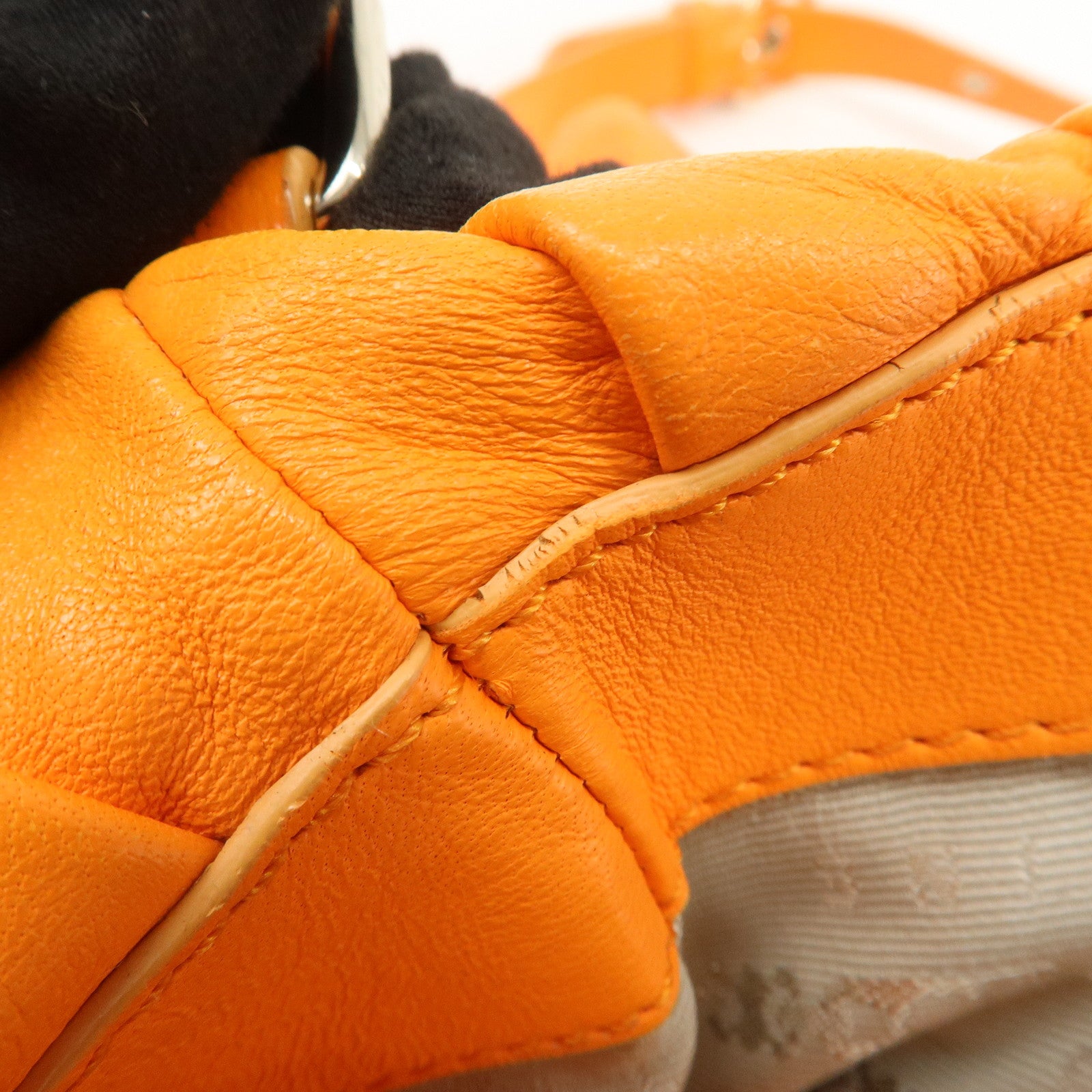 CELINE Macadam Leather 2Way Bag Hand Bag Shoulder Bag Orange