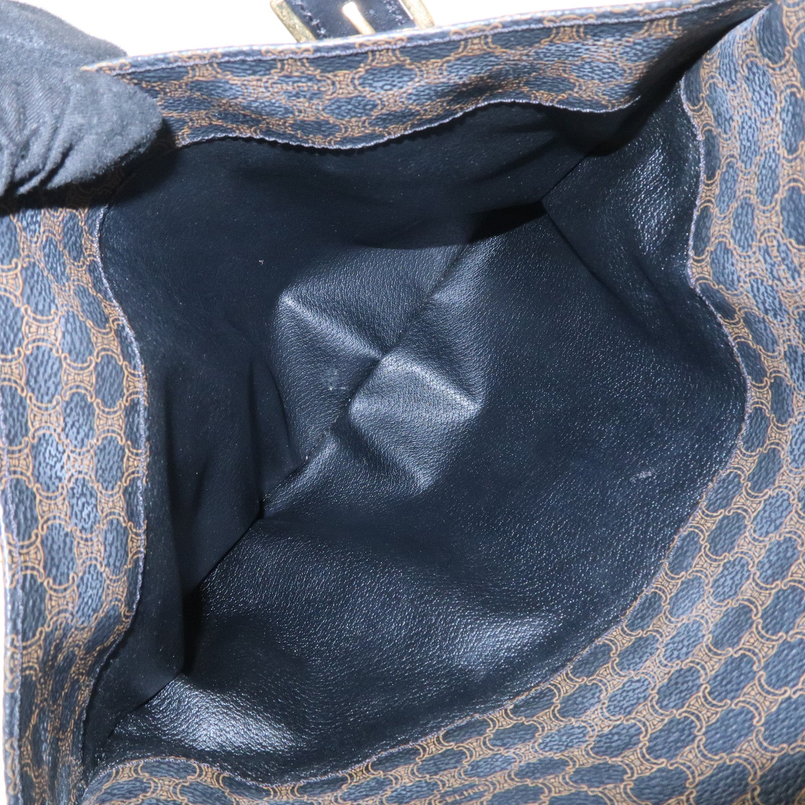 CELINE Macadam Logo PVC Leather Tote Bag Shoulder Bag Brown Black