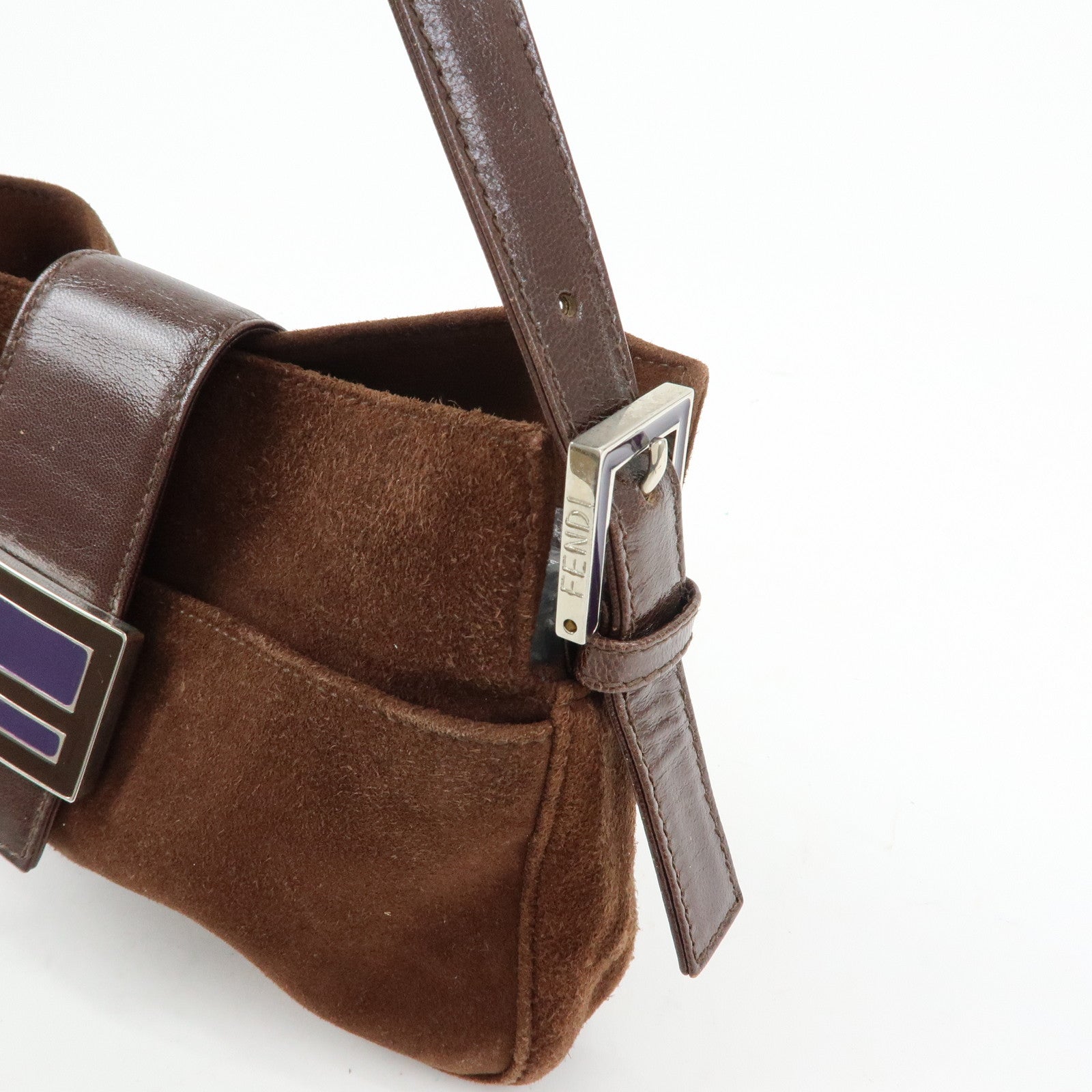 FENDI Suede Leather Shoulder Bag Hand Bag Brown 26568