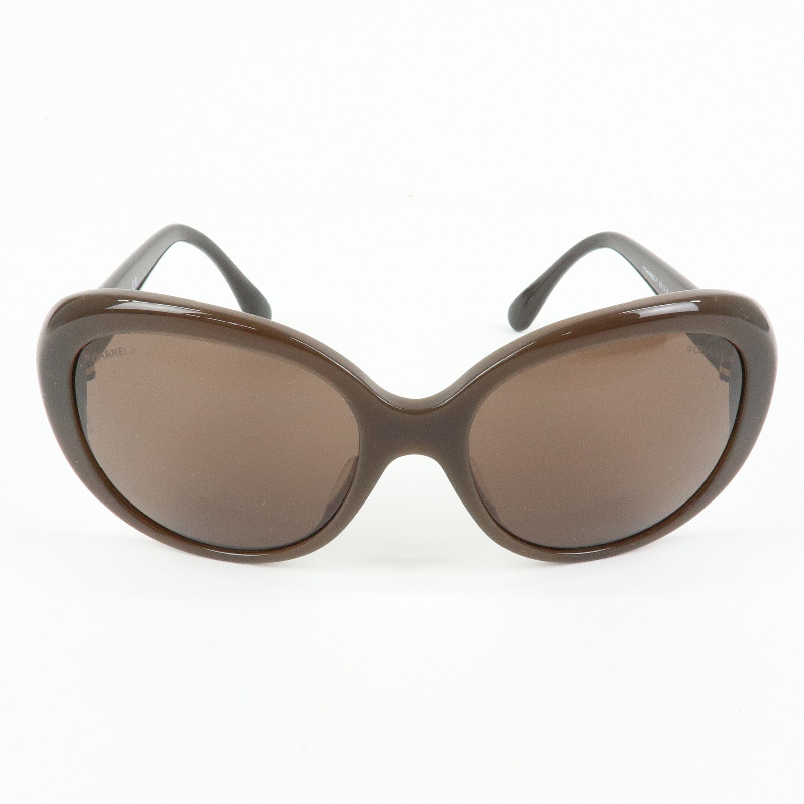CHANEL COCO Mark Plastic Sunglasses Brown 5312-A 57□18