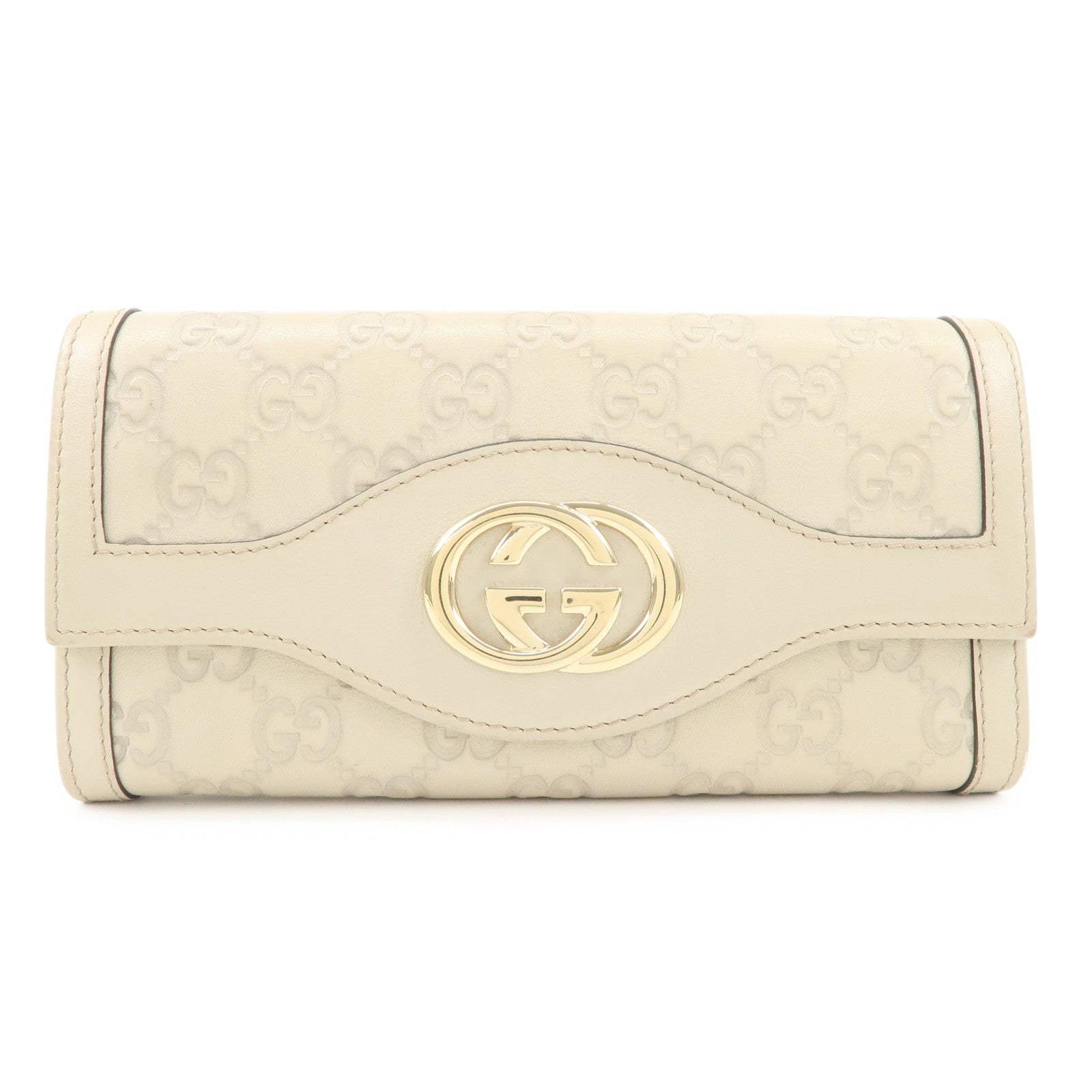 GUCCI Interlocking G Guccissima Leather Bi-fold Long Wallet 232431 Used