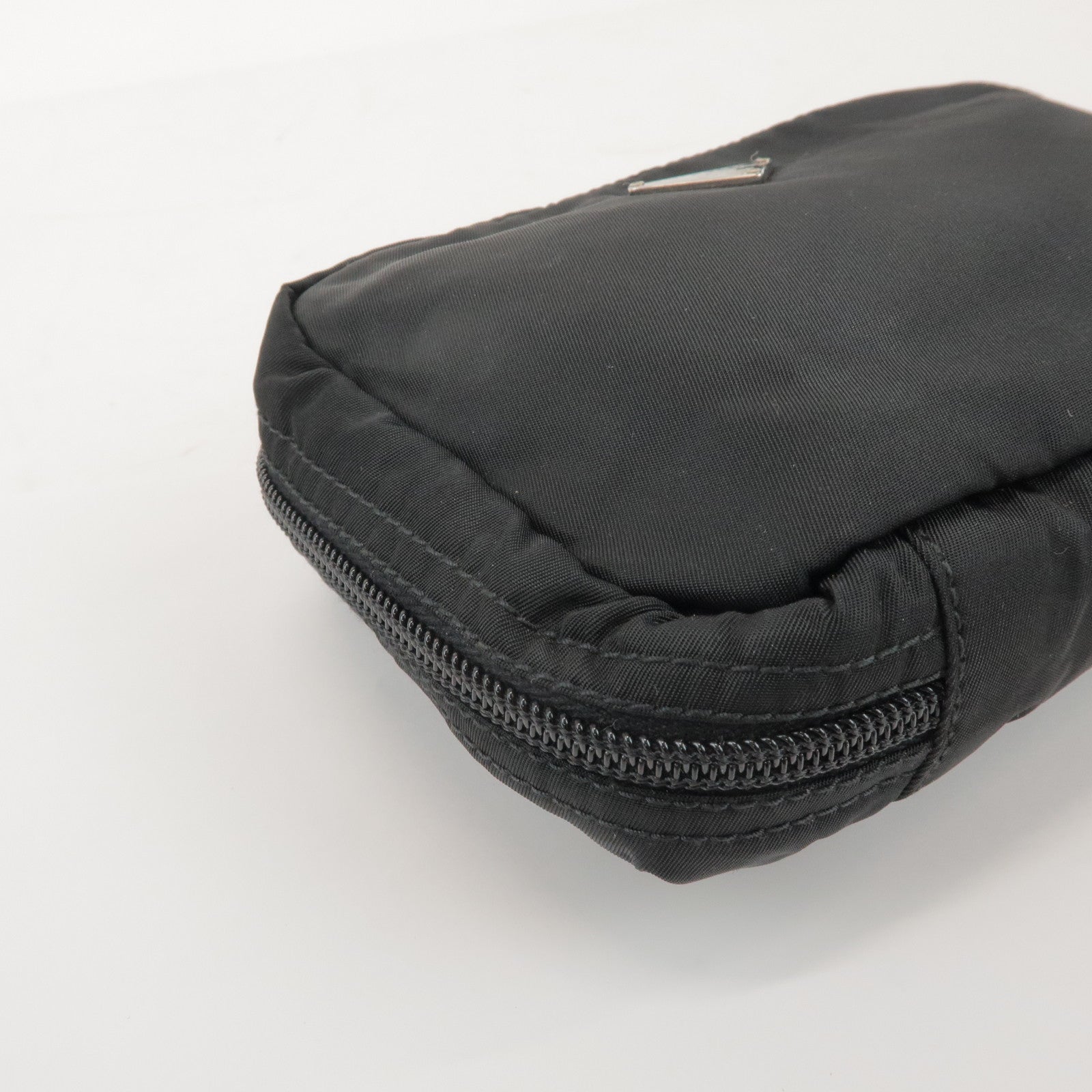 PRADA Triangle Logo Nylon Set of 2 Pouch Black Purple