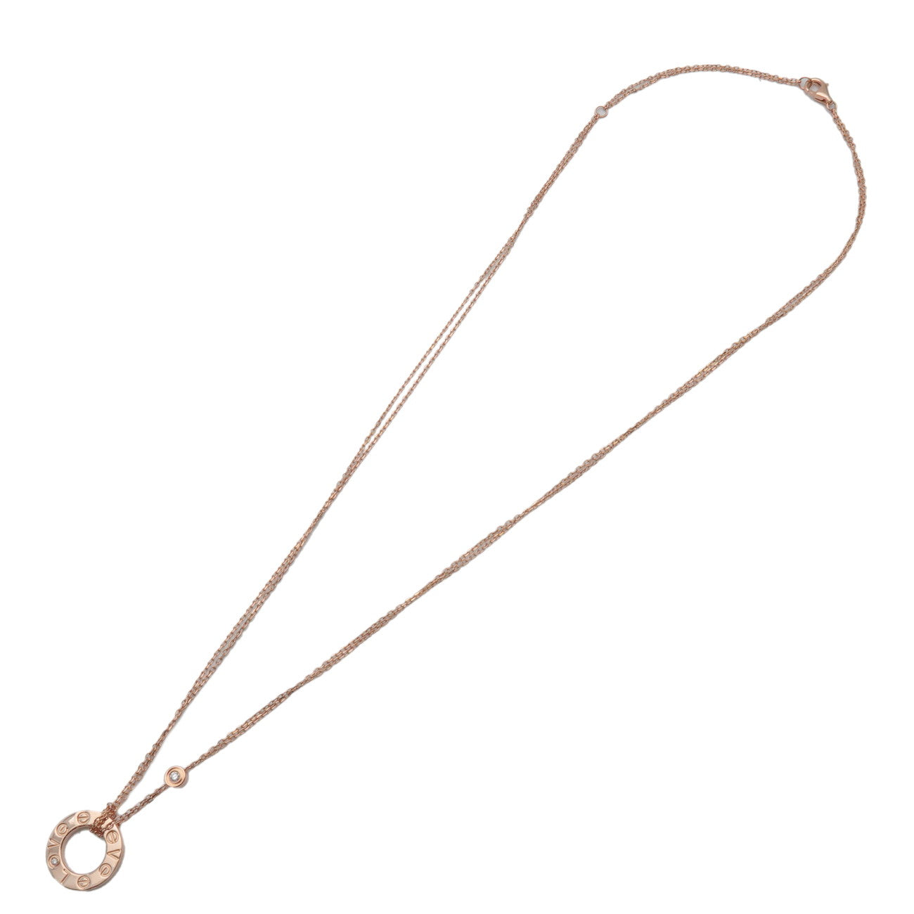Cartier Love Circle 2P Diamond Necklace K18 750PG Rose Gold