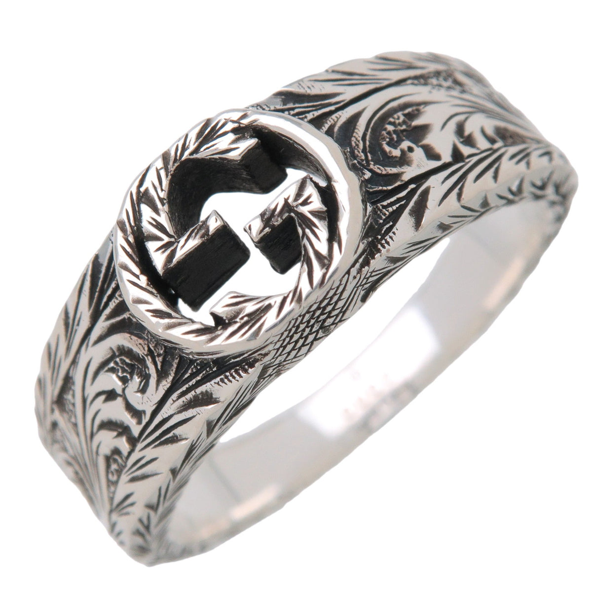 GUCCI Interlocking G Arabesque Ring SV925 Silver #17 US8 EU57