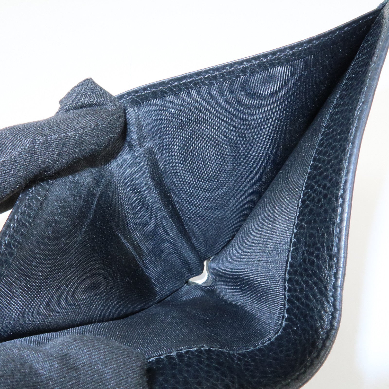 GUCCI GG Marmont Leather Double Hook Wallet Black 456122 Used