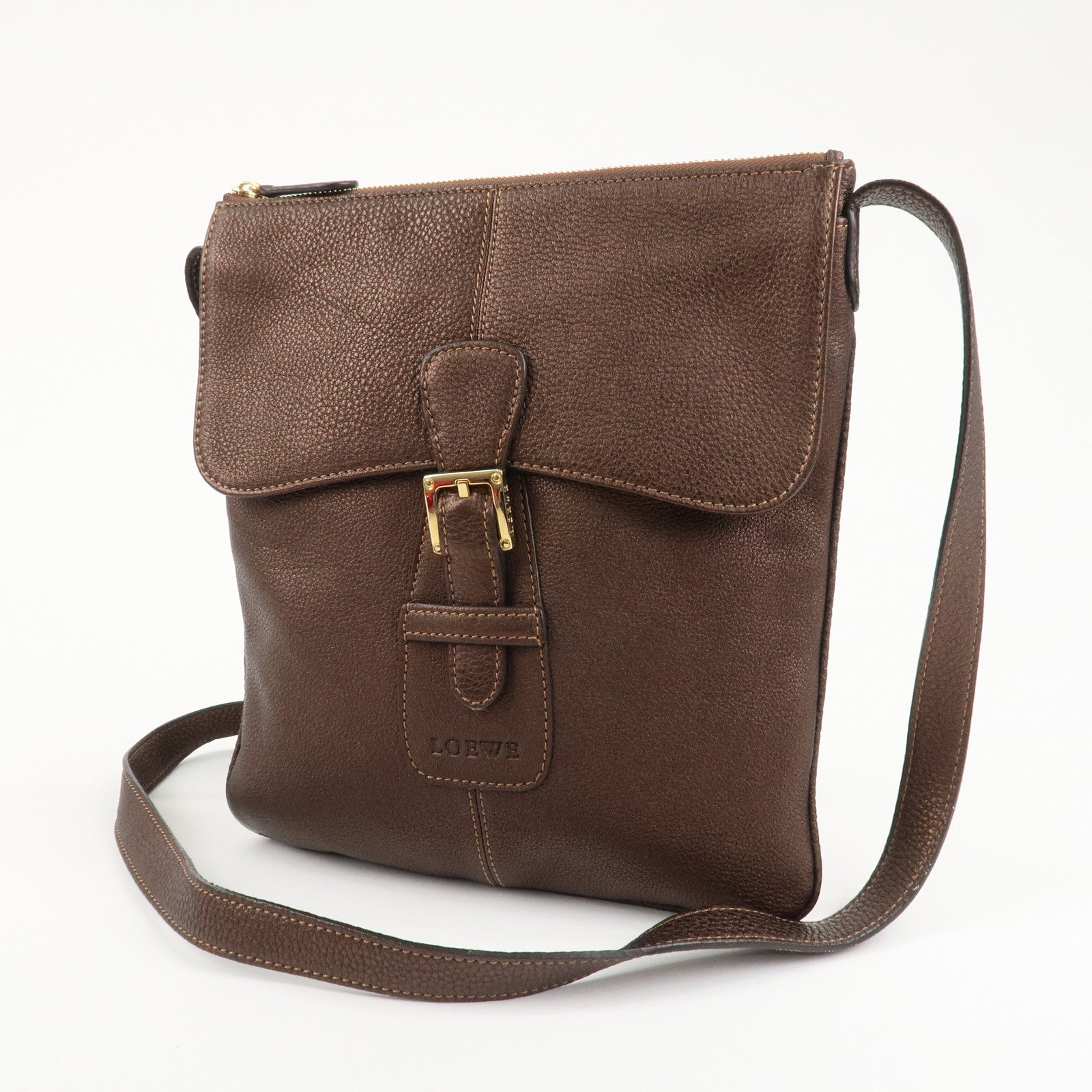 LOEWE Senda Leather Shoulder Bag Shoulder Bag Crossbody Bag Brown Used