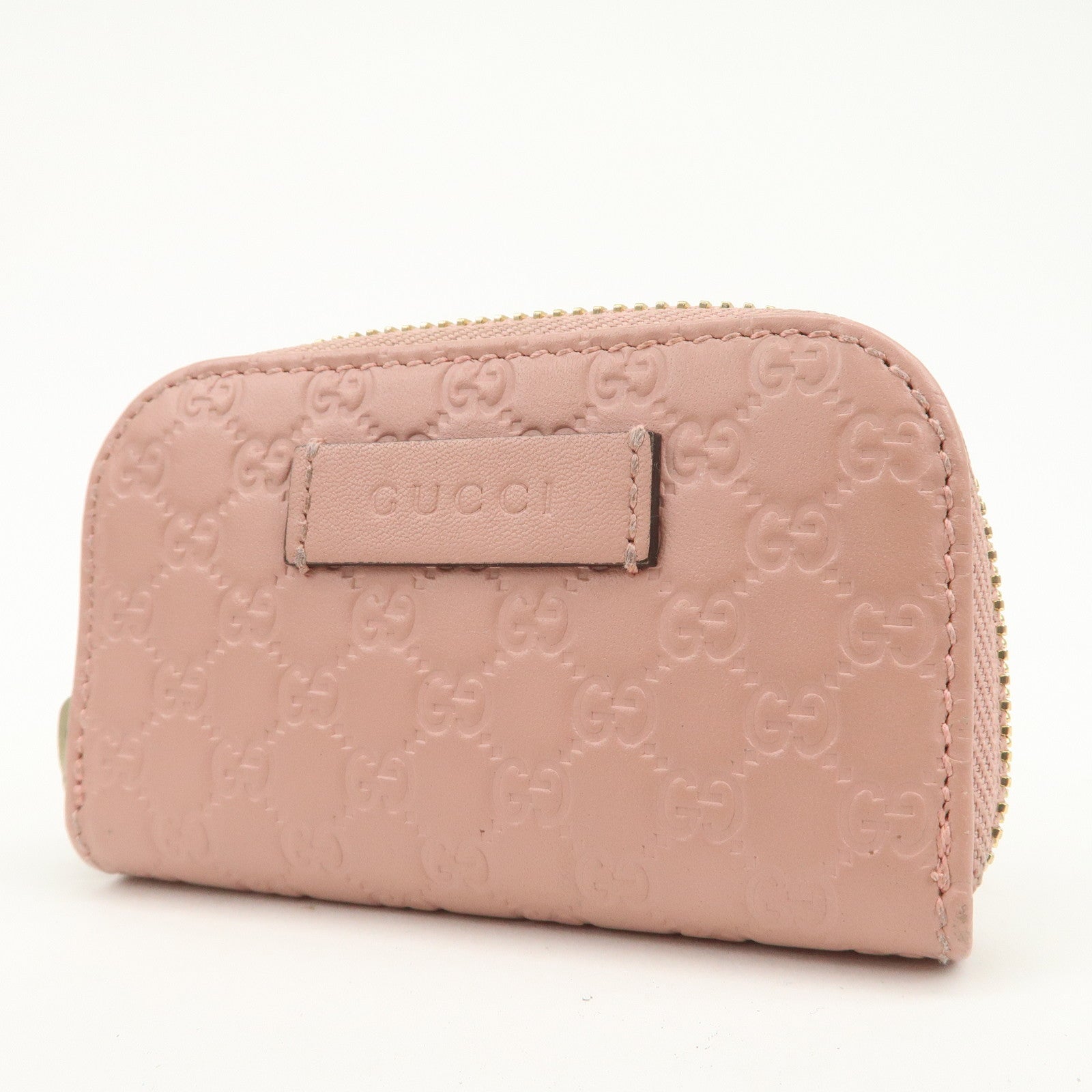 GUCCI Micro Guccissima Leather Coin Case Coin Purse Pink 449896