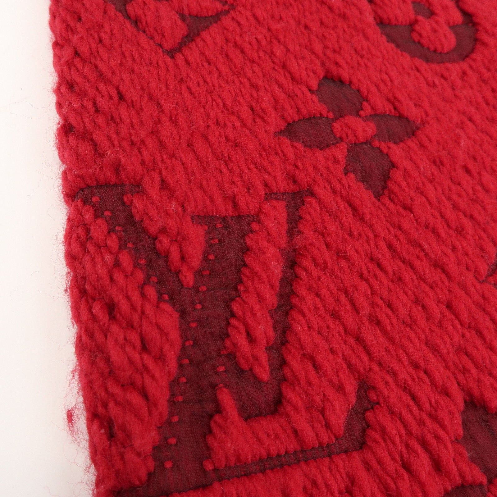 Louis Vuitton Echarpe Logomania Monogram Wool Silk Scarf Ruby Red