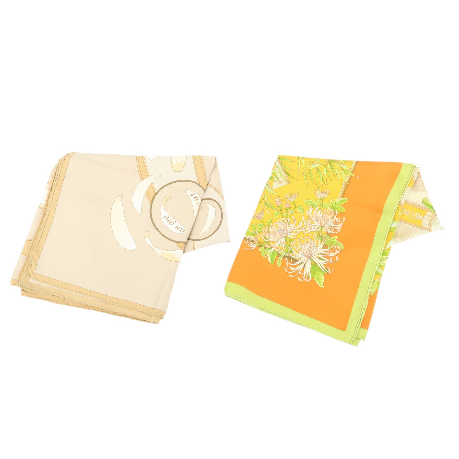 HERMES Carre 90 Set of 2 Silk 100% Scarf au gre du vent SERENITE