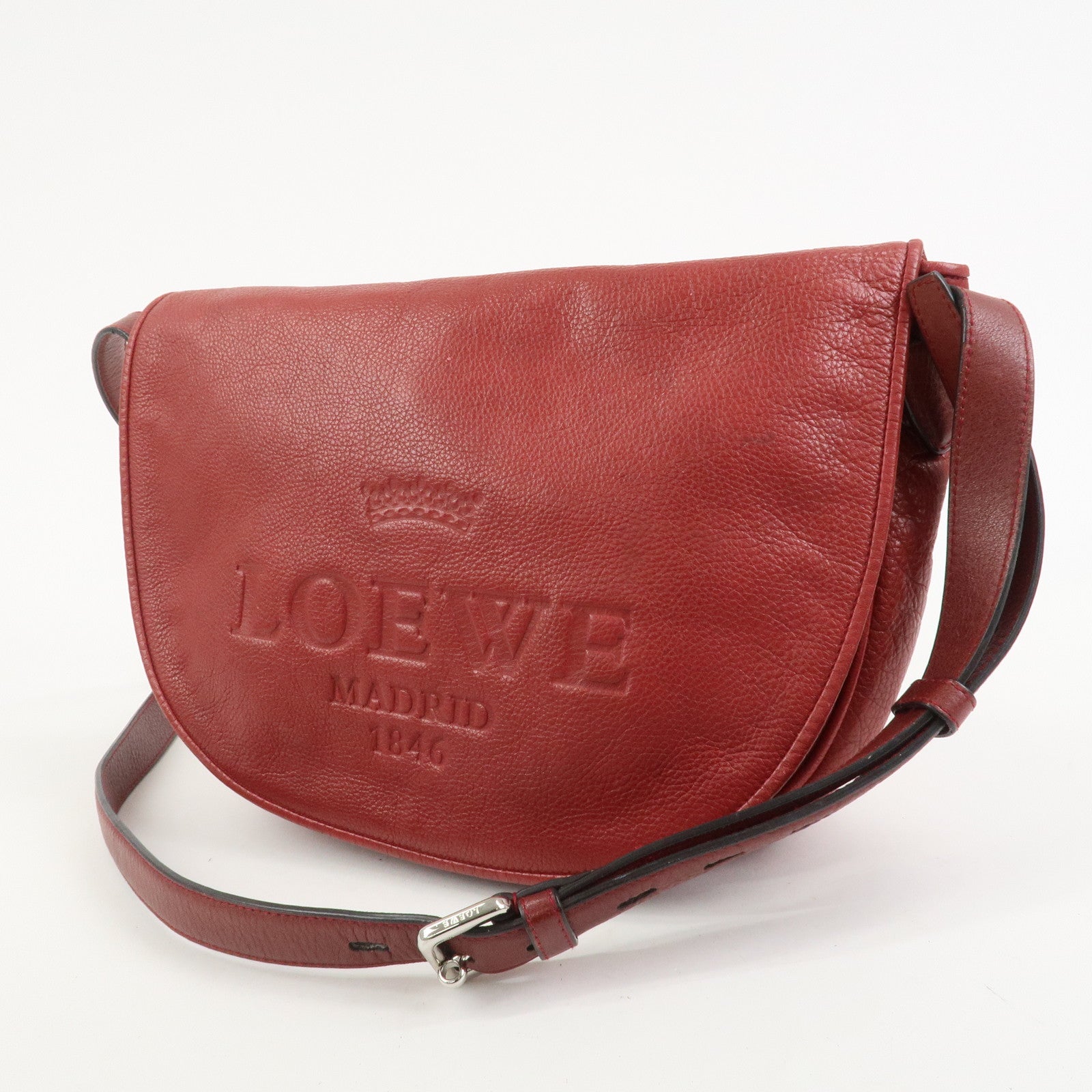 LOEWE Heritage Leather Shoulder Bag Crossbody Bag Red