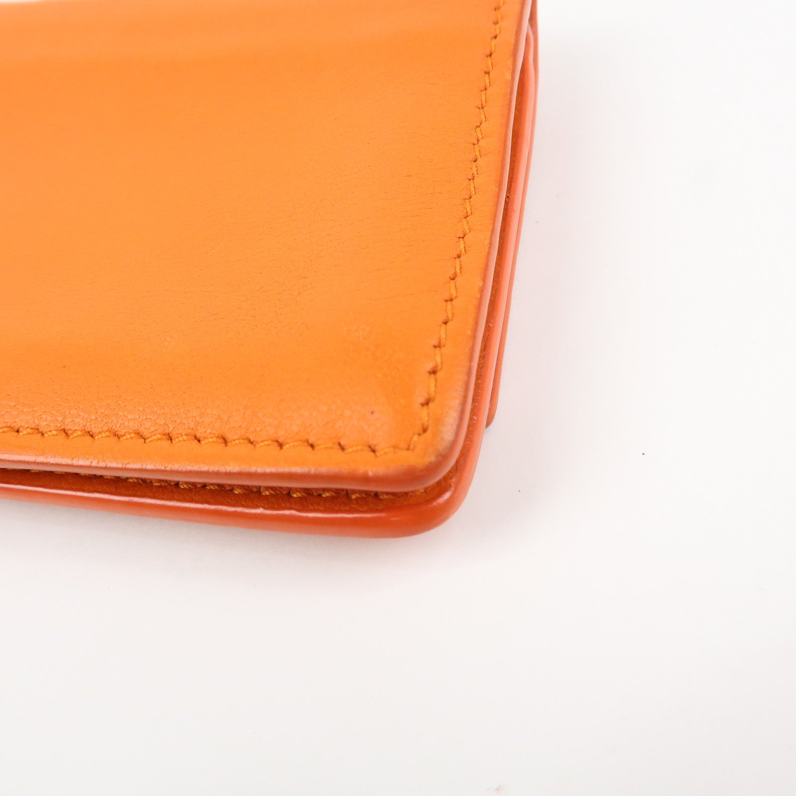 BOTTEGA VENETA Intrecciato Leather Card Case Card Holder Orange
