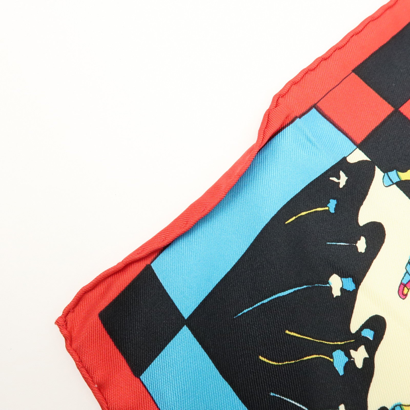 HERMES Carre 90 Silk 100% Scarf Fantaisies indiennes Black Red Blue