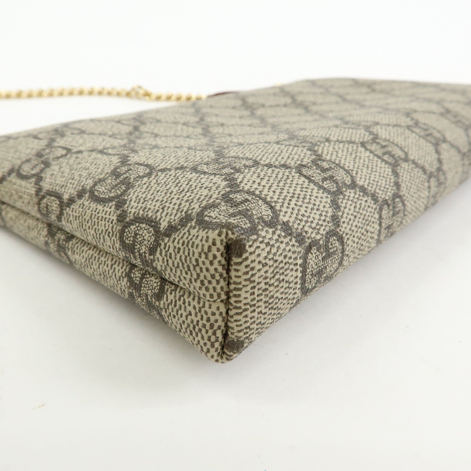 GUCCI Guccissima GG Supreme Leather Chain Shoulder Bag Beige 428449