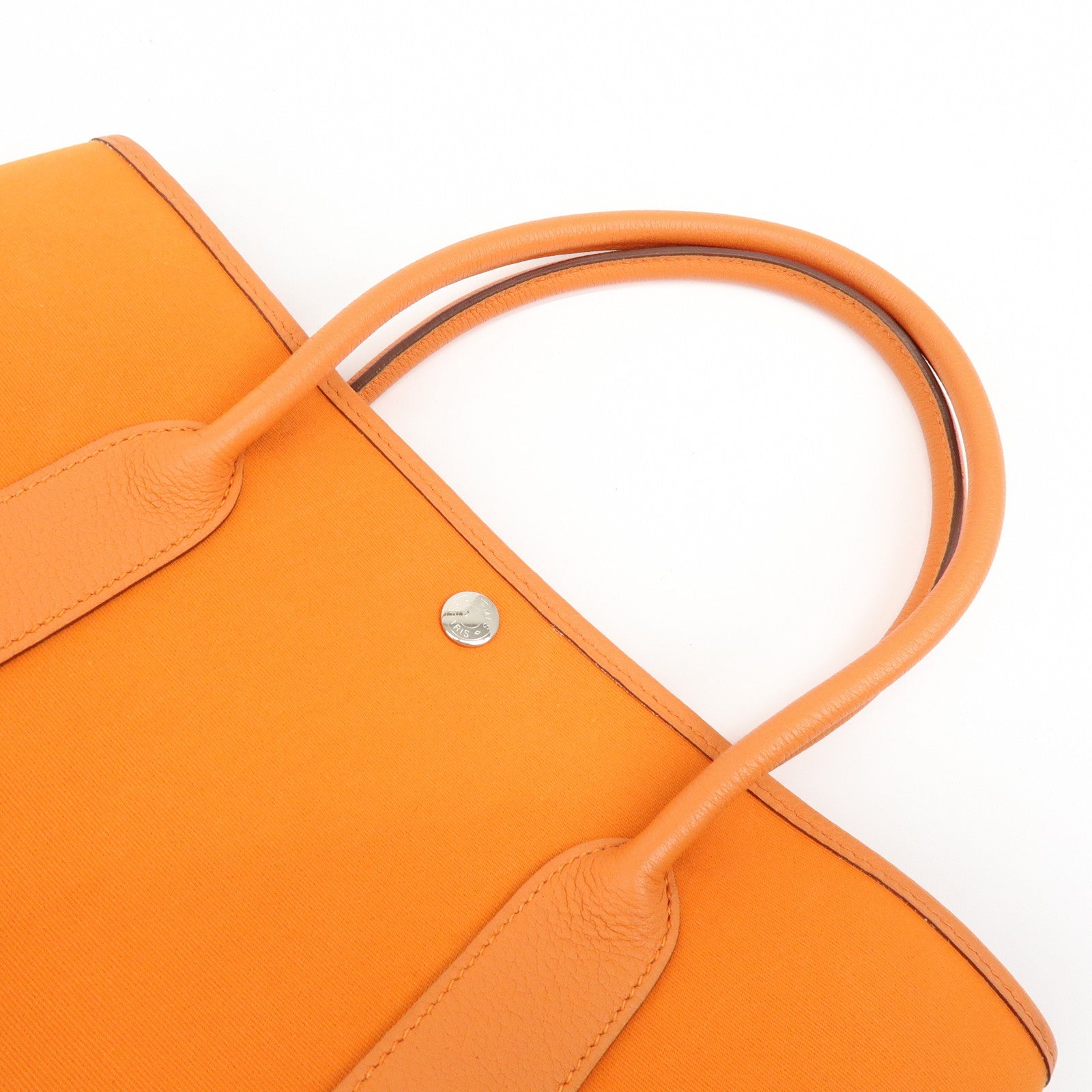 HERMES Garden Party PM Toile Officier Leather □Q Stamped Tote Bag