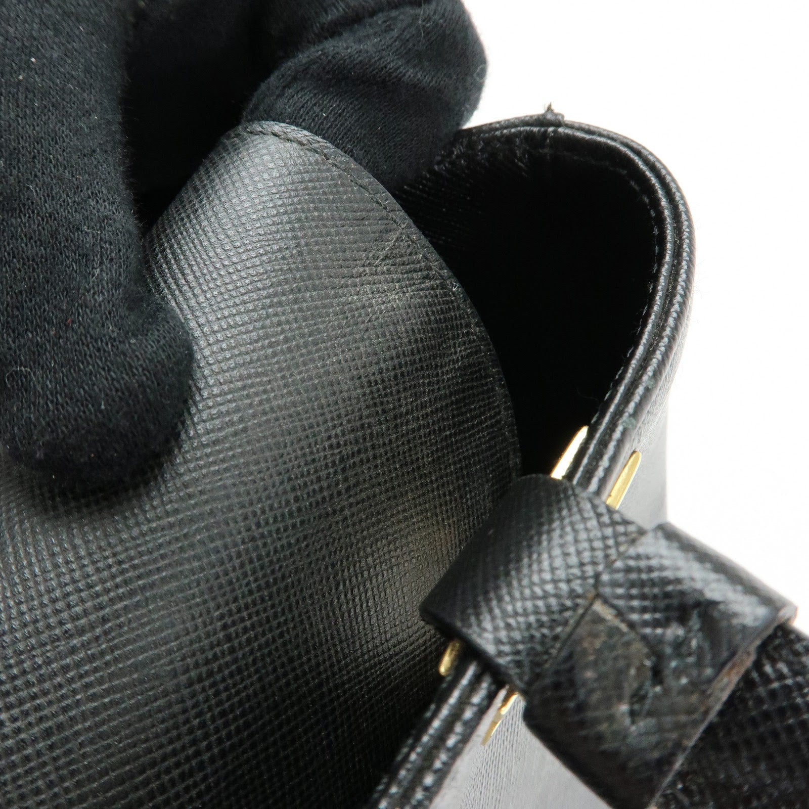 Ferragamo Gancini Leather Tote Bag Hand Bag Bucket Bag Black