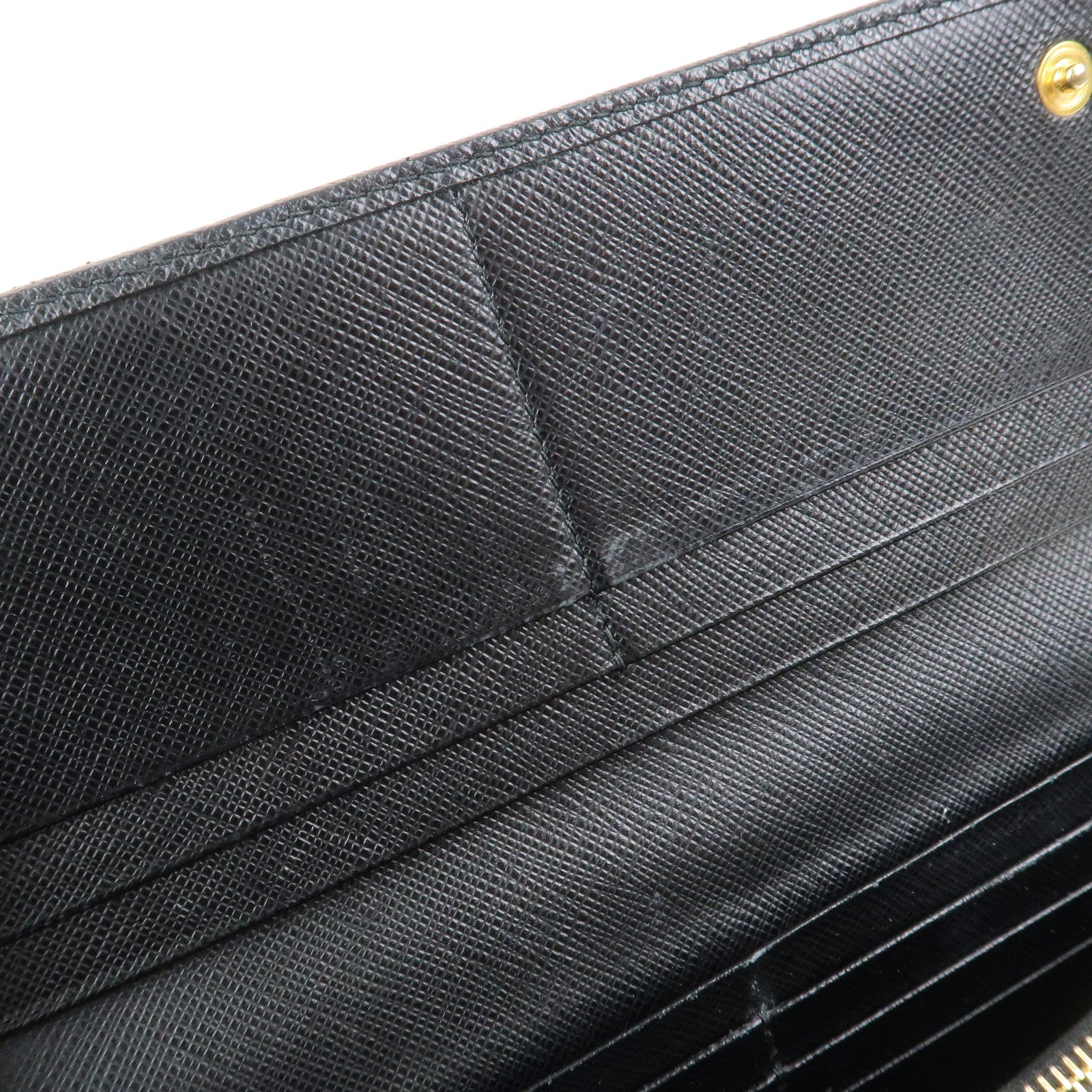 PRADA Logo Saffiano Leather Flap Bi-Fold Long Wallet Black 1MH132