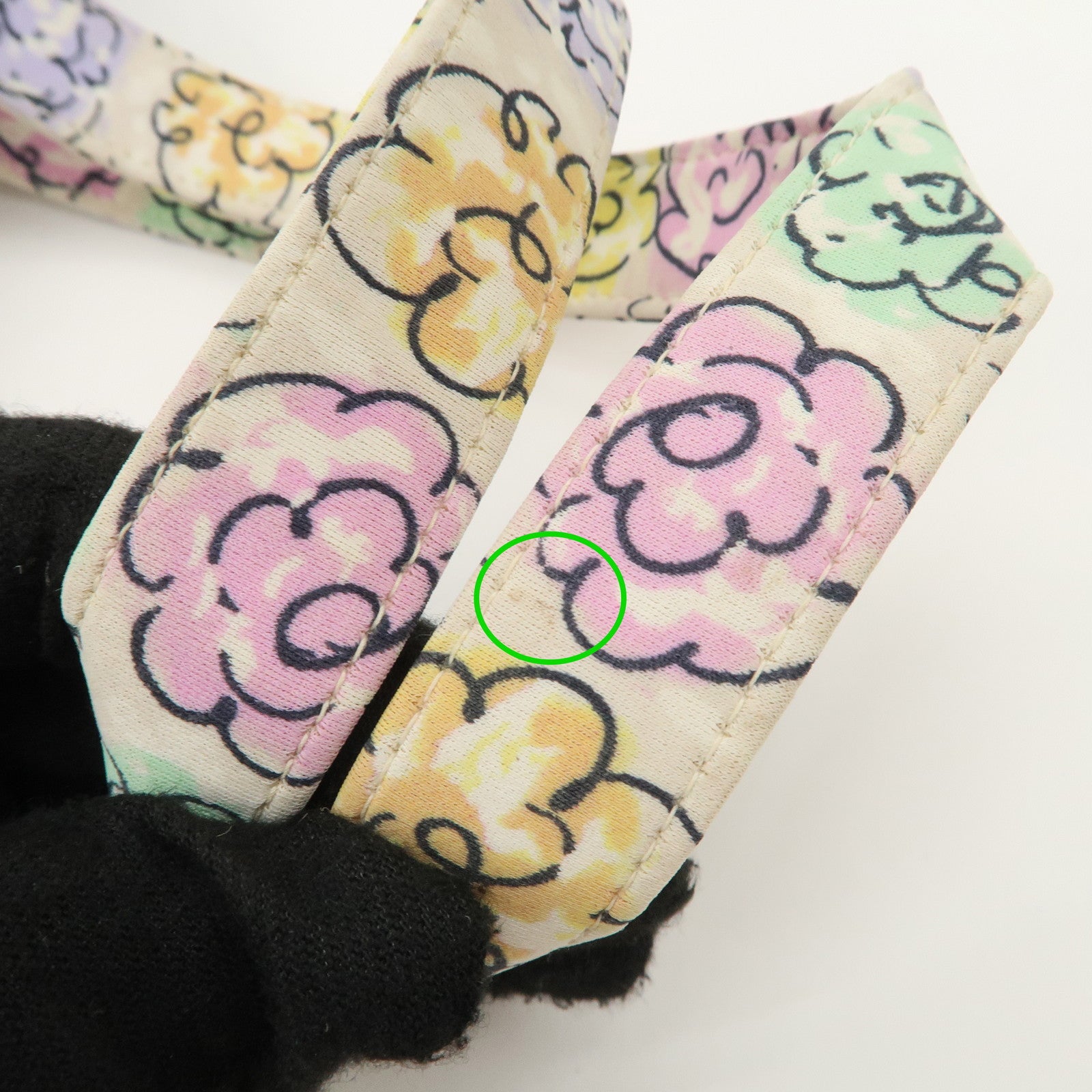 CHANEL Camellia Canvas Nylon 2Way Bag Hand Bag Flower Multicolor Used