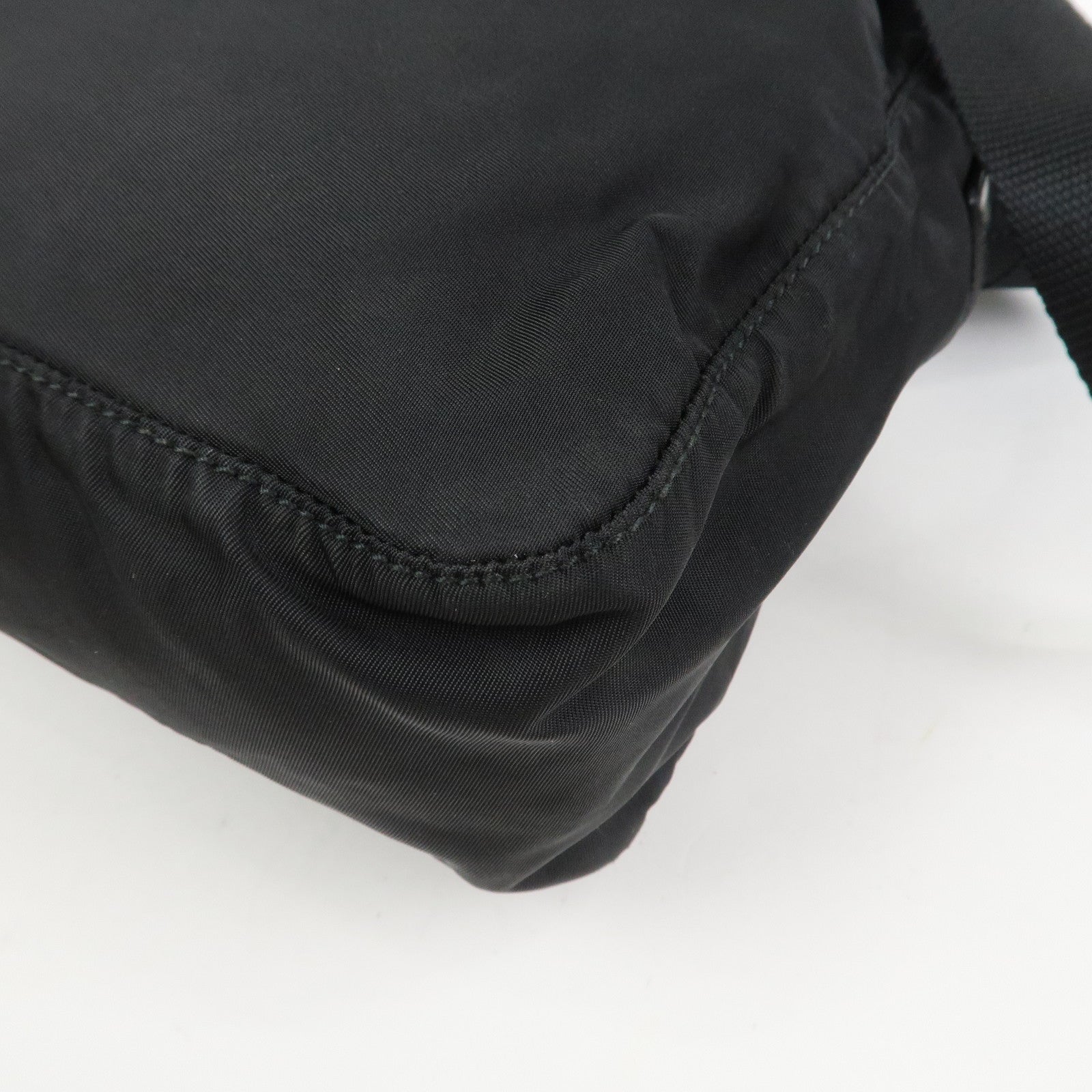 PRADA Nylon Leather Shoulder Bag Crossbody Bag Black B10140
