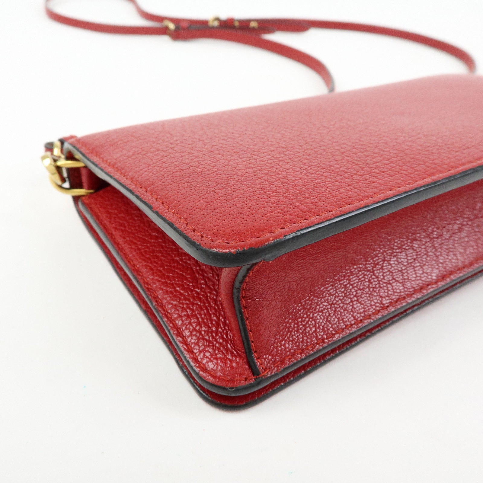 MIU MIU Madras Leather 2Way Bag Clutch Bag Shoulder Bag Red 5ZH044