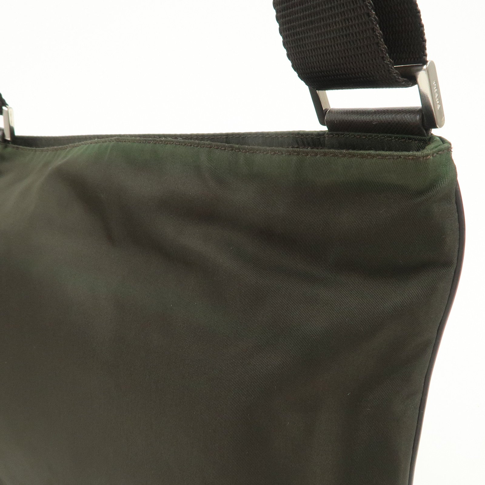 PRADA Triangle Logo Nylon Shoulder Bag Crossbody Bag Khaki VA0053
