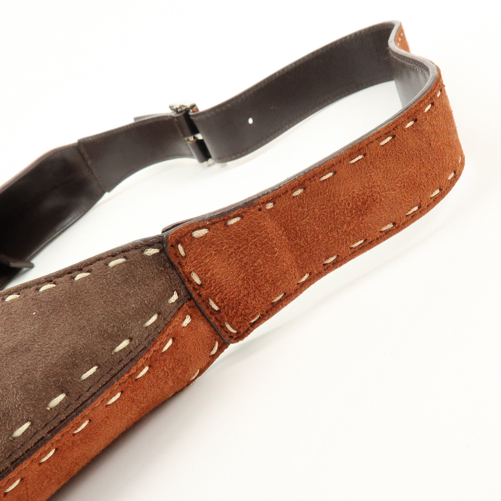 Ferragamo Gancini Suede Shoulder Bag Hand Bag Brown