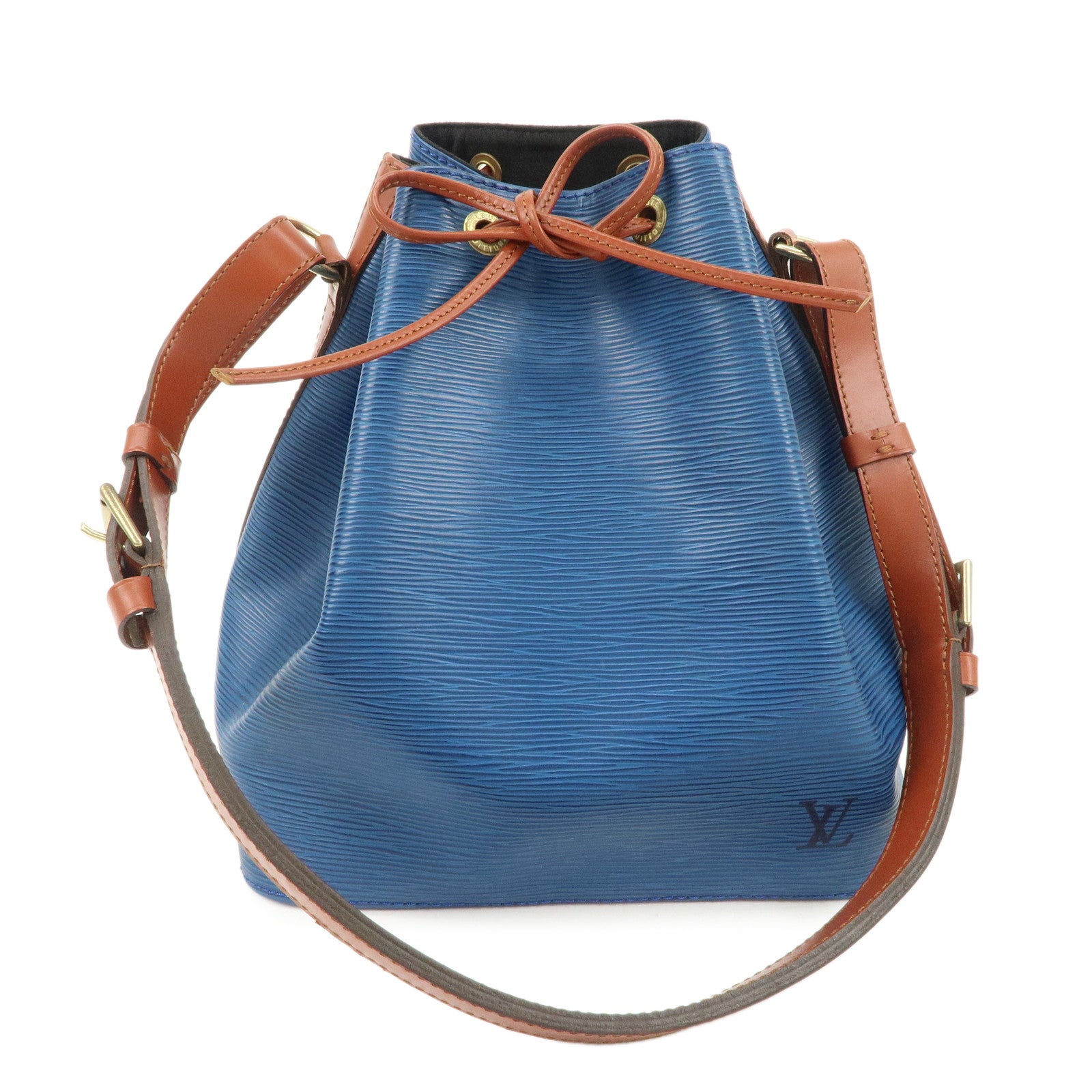 Louis Vuitton Epi Petit Noe Shoulder Bag Bi-Color Blue Kenya Brown Used