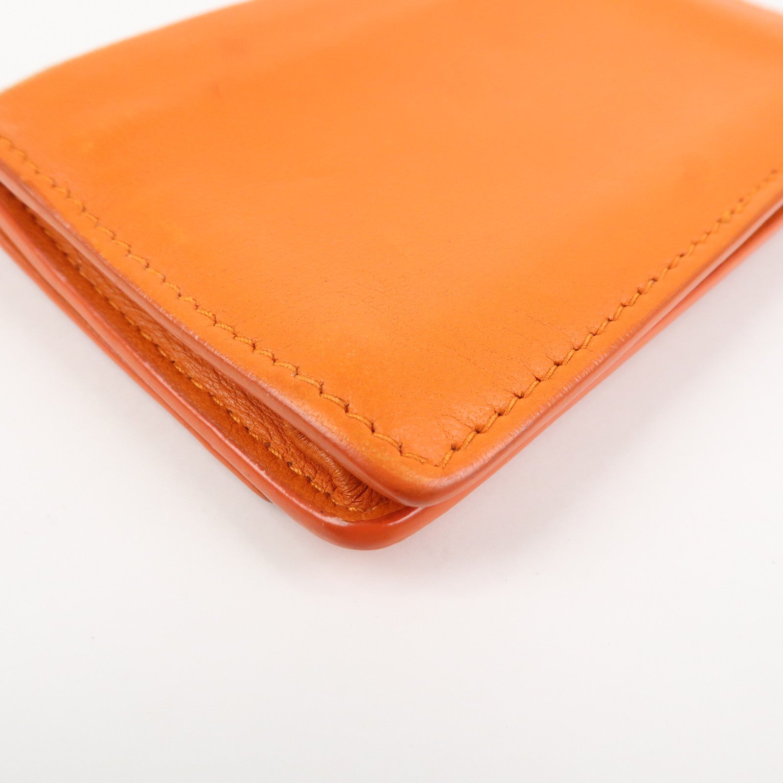 BOTTEGA VENETA Intrecciato Leather Card Case Card Holder Orange
