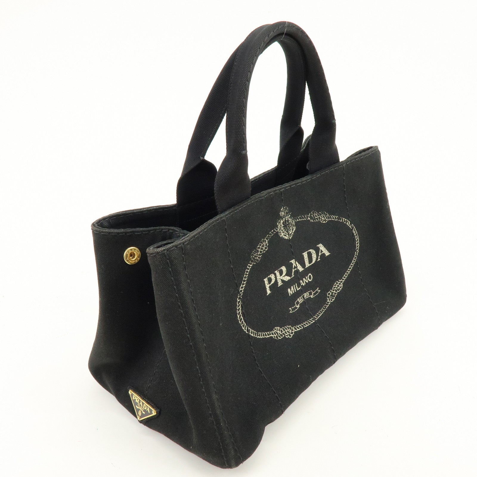 PRADA Canapa Canvas Tote Bag Hand 2Way Bag Black BN1877