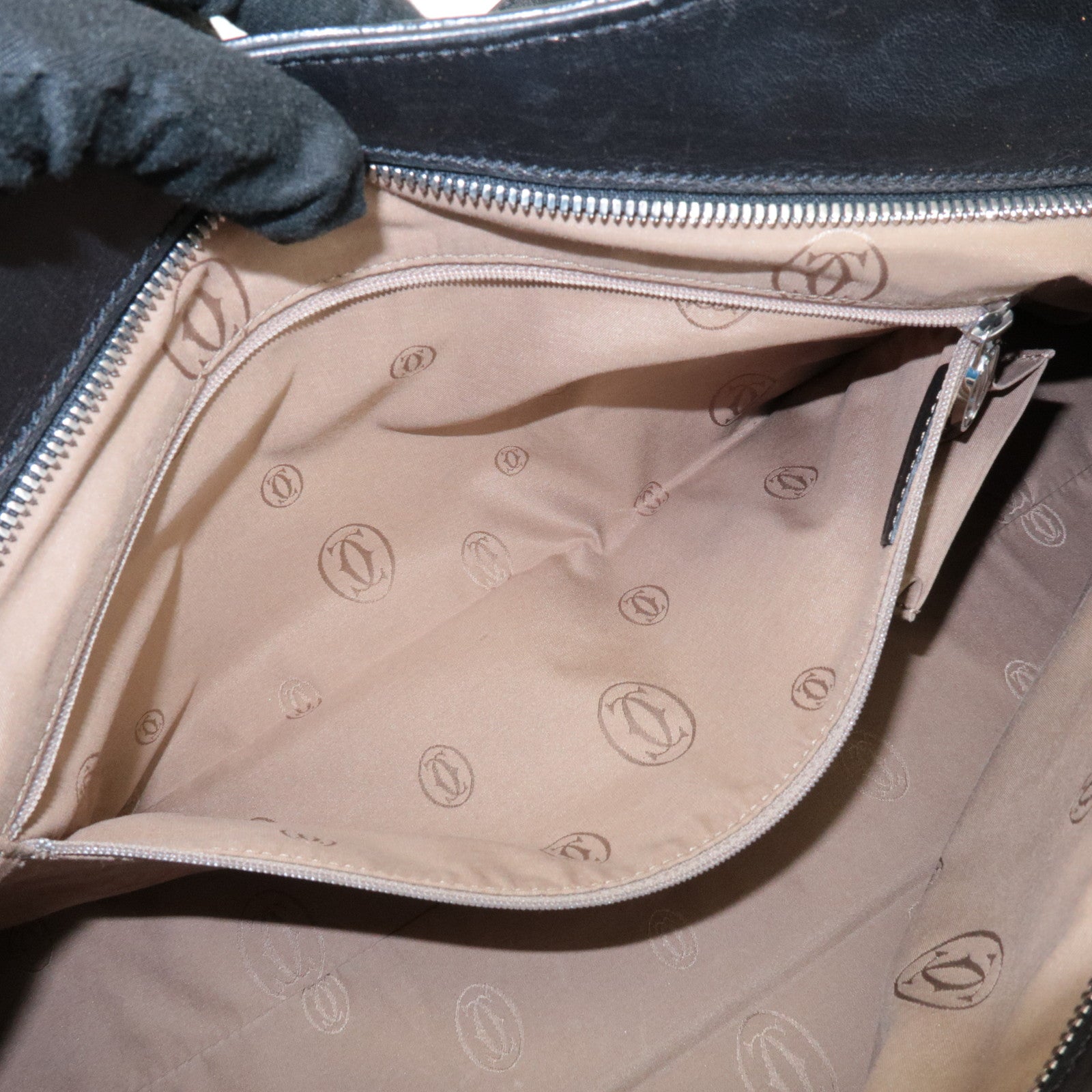 Cartier Must Line Leather Marcello Hand Bag Black Used