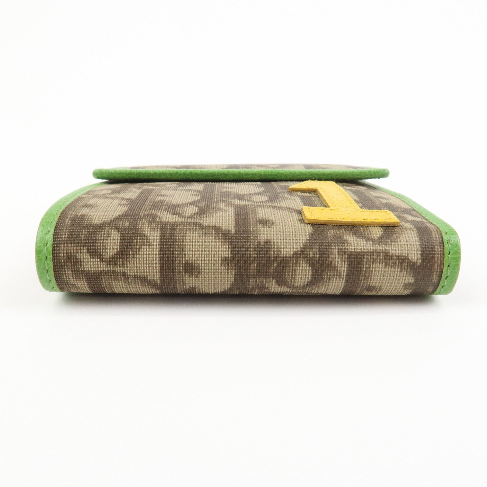 Christian Dior Rasta Trotter PVC Leather Compact Wallet Brown Green