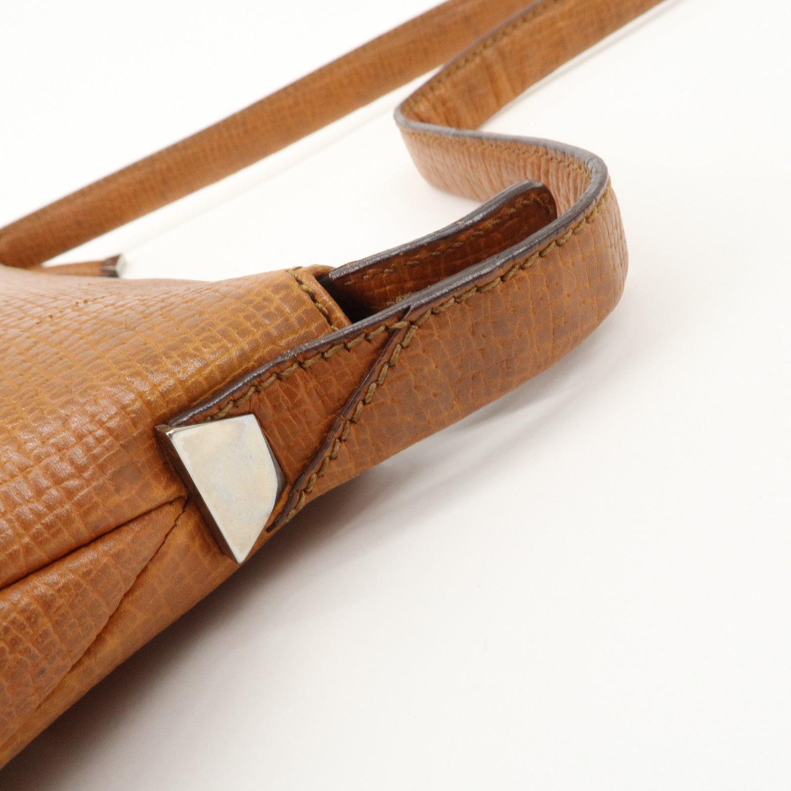 LOEWE Leather Shoulder Bag Brown Silver Hardware