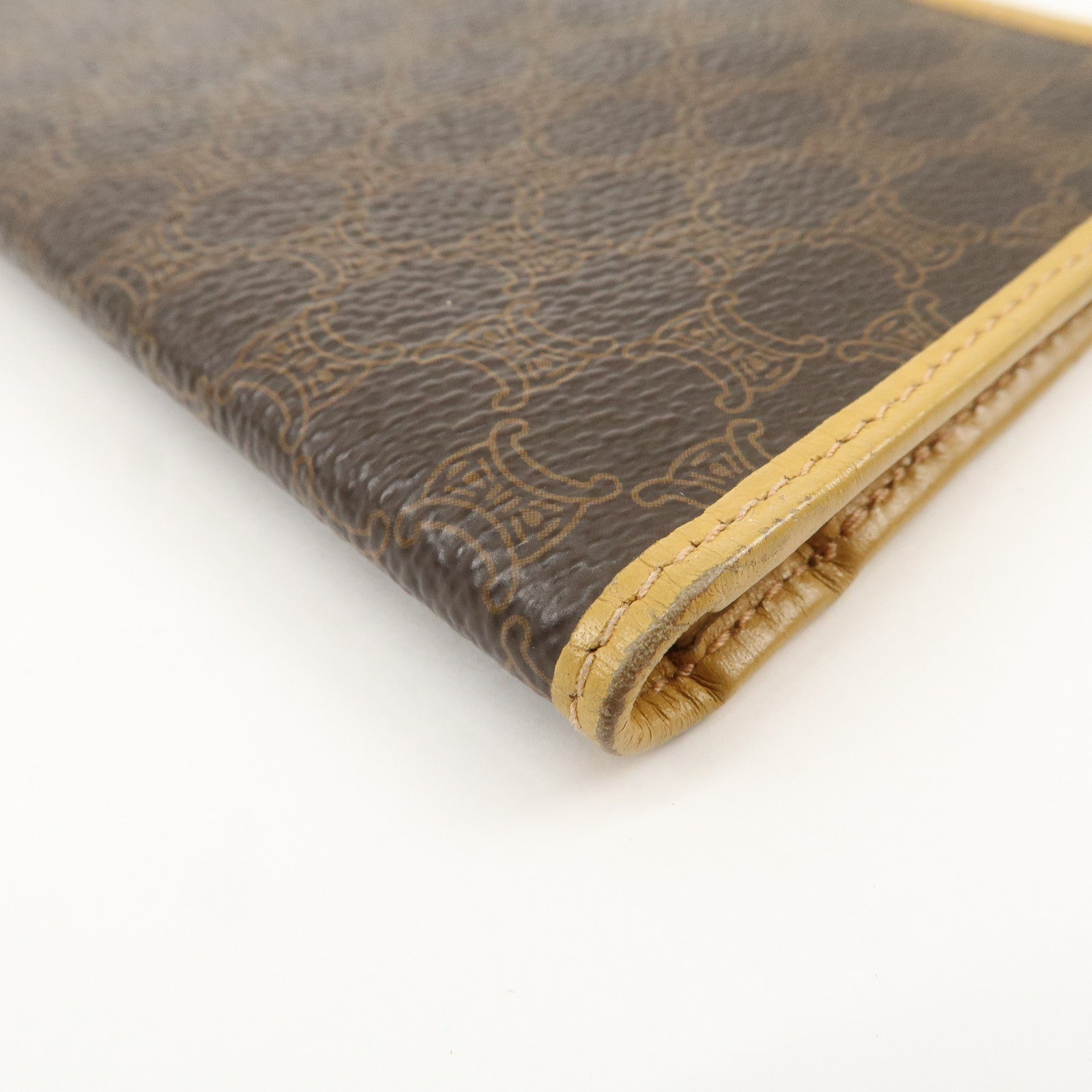 CELINE Macadam Set of 2 Long Wallet Leather Beige Dark Brown Used