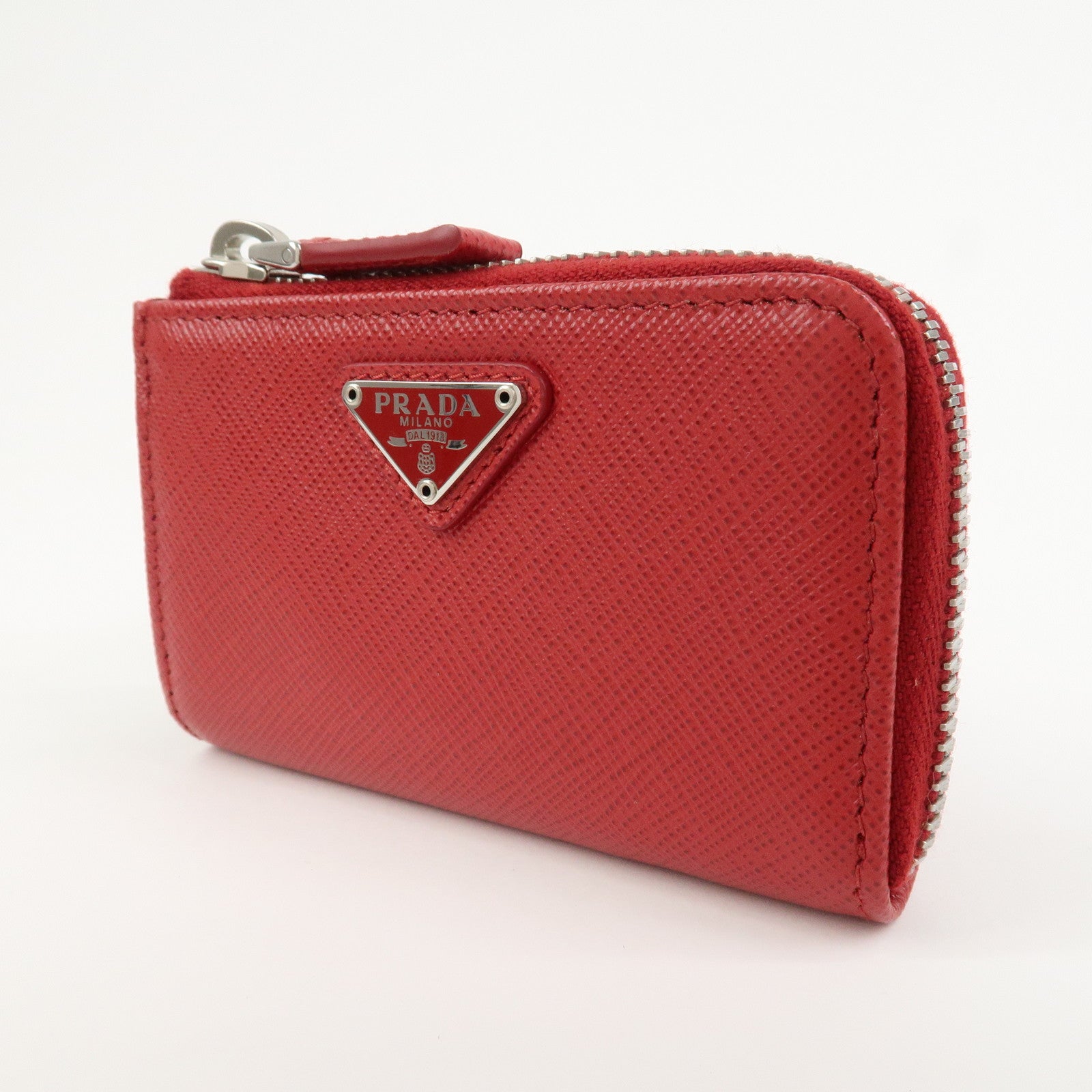 PRADA Saffiano Leather Triangle Logo Coin Case Coin Purse 2TT085