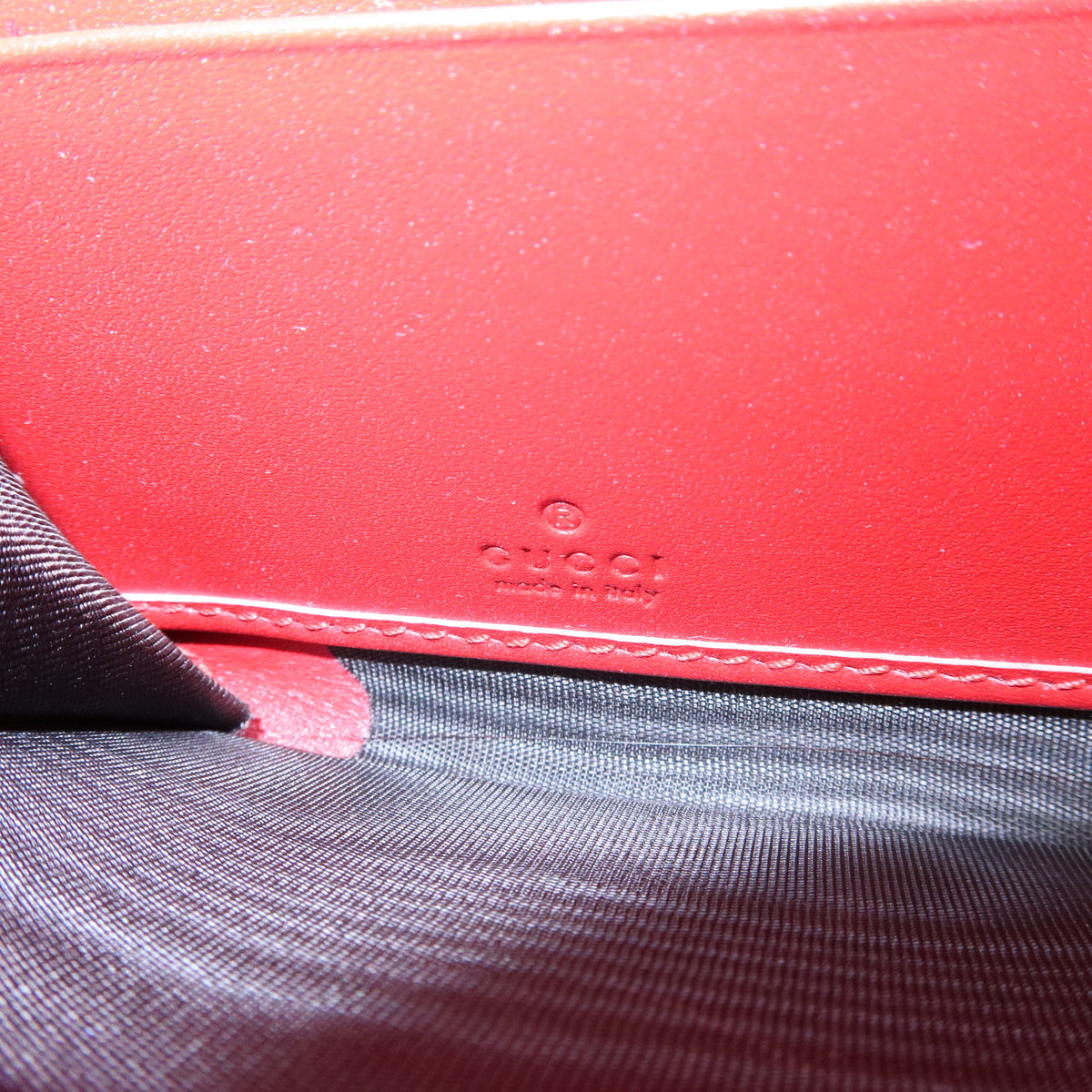 GUCCI Guccissima Leather Cherry Round Zippy Long Wallet Red 476049