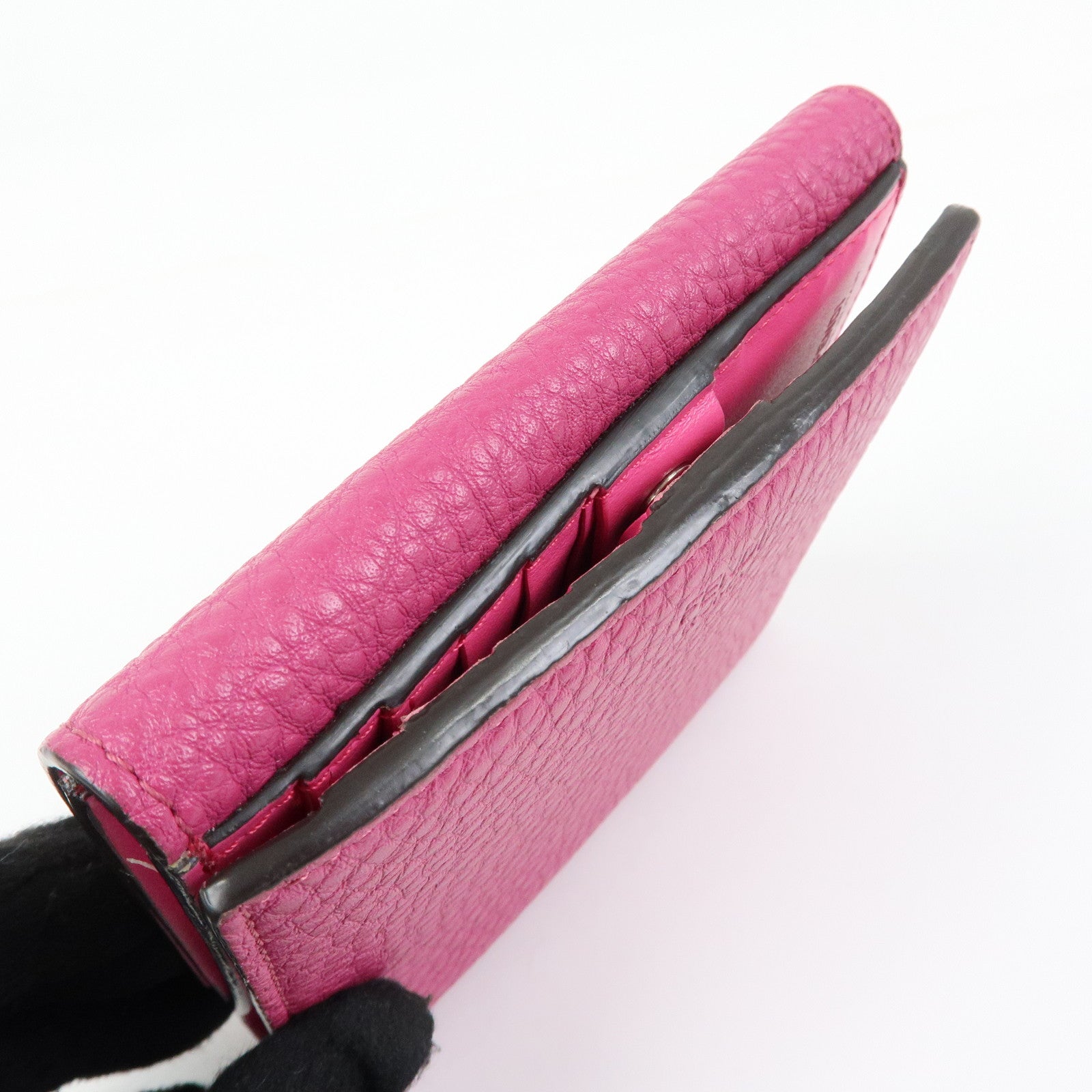 FENDI Peekaboo Leather Bi-fold Compact Wallet Pink 8M0438