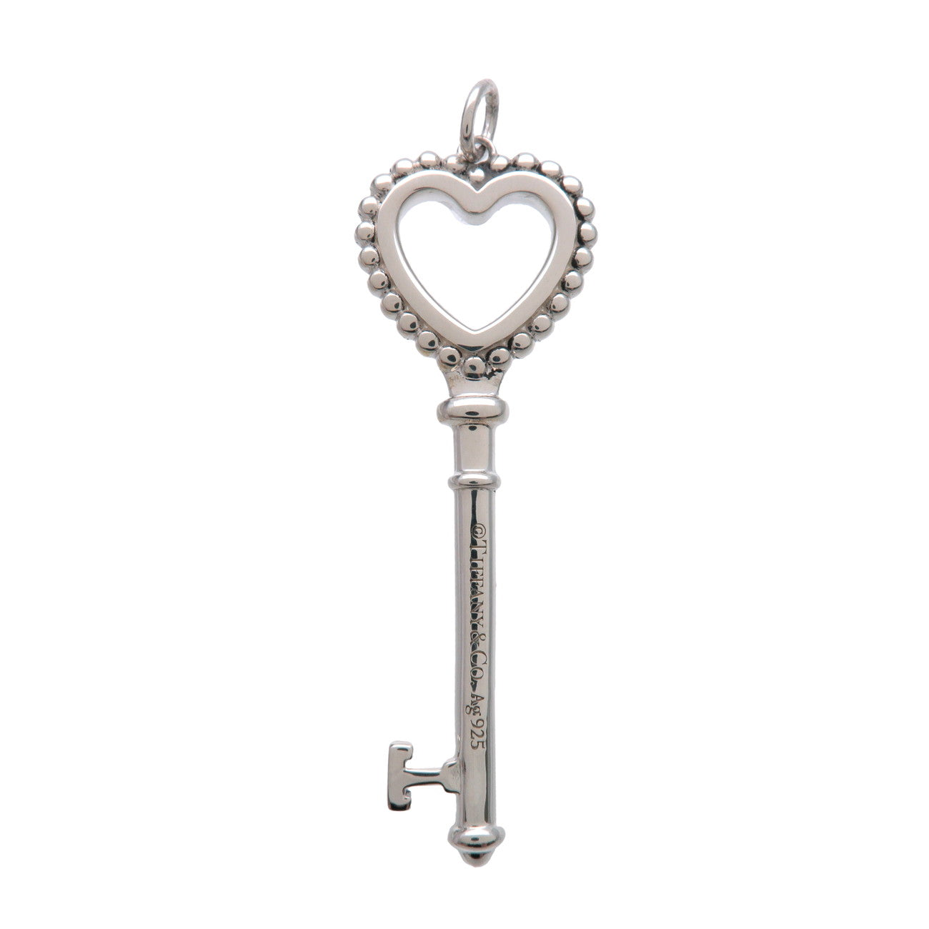 Tiffany & Co Beads Heart Key Pendant Top SV925 Silver Blue