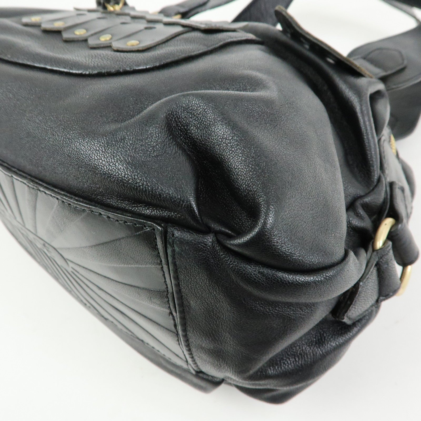 Chloe See by Chloe Leather Shoulder Bag Hand Bag Black