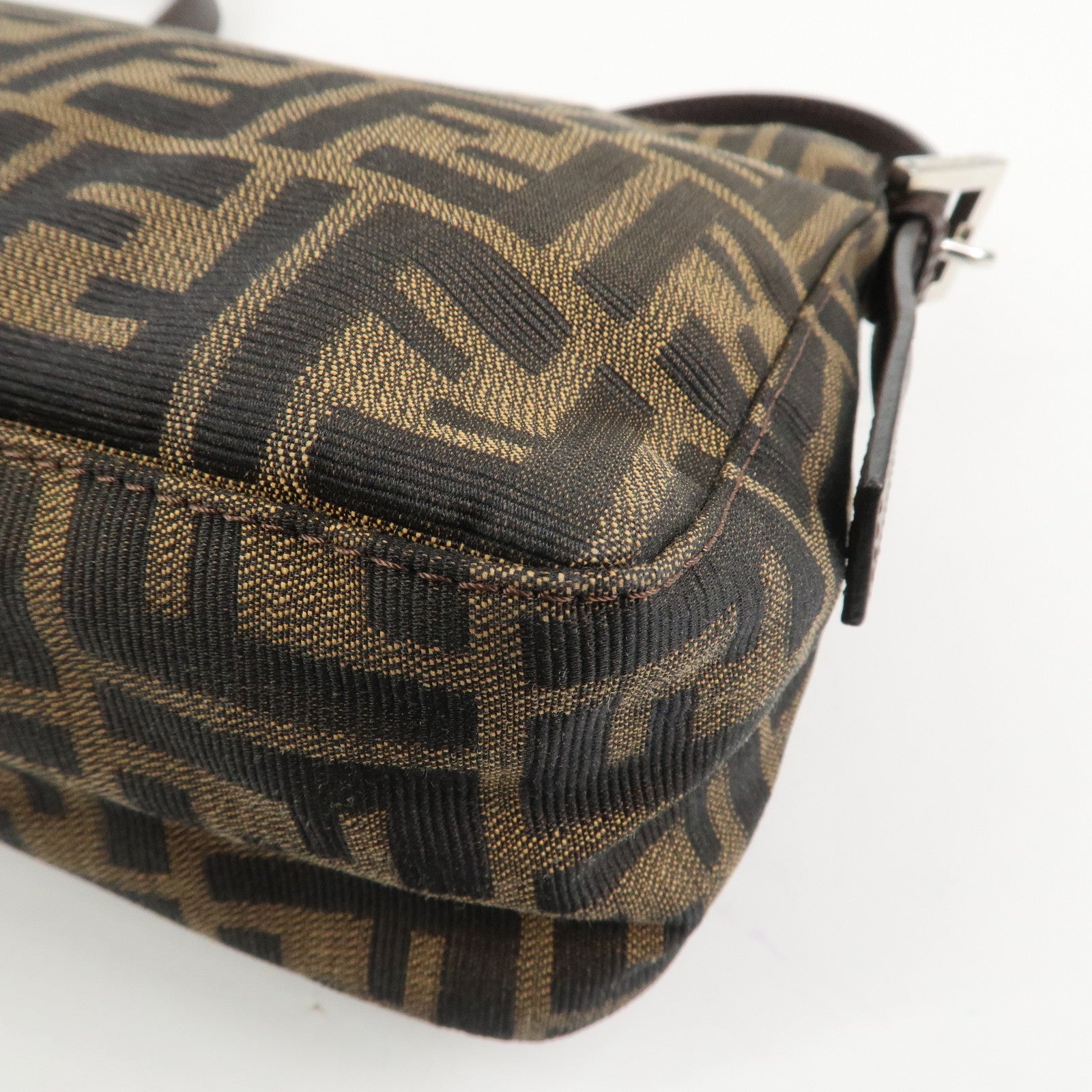 FENDI Zucca Canvas Leather Shoulder Bag Black Brown 21452656609